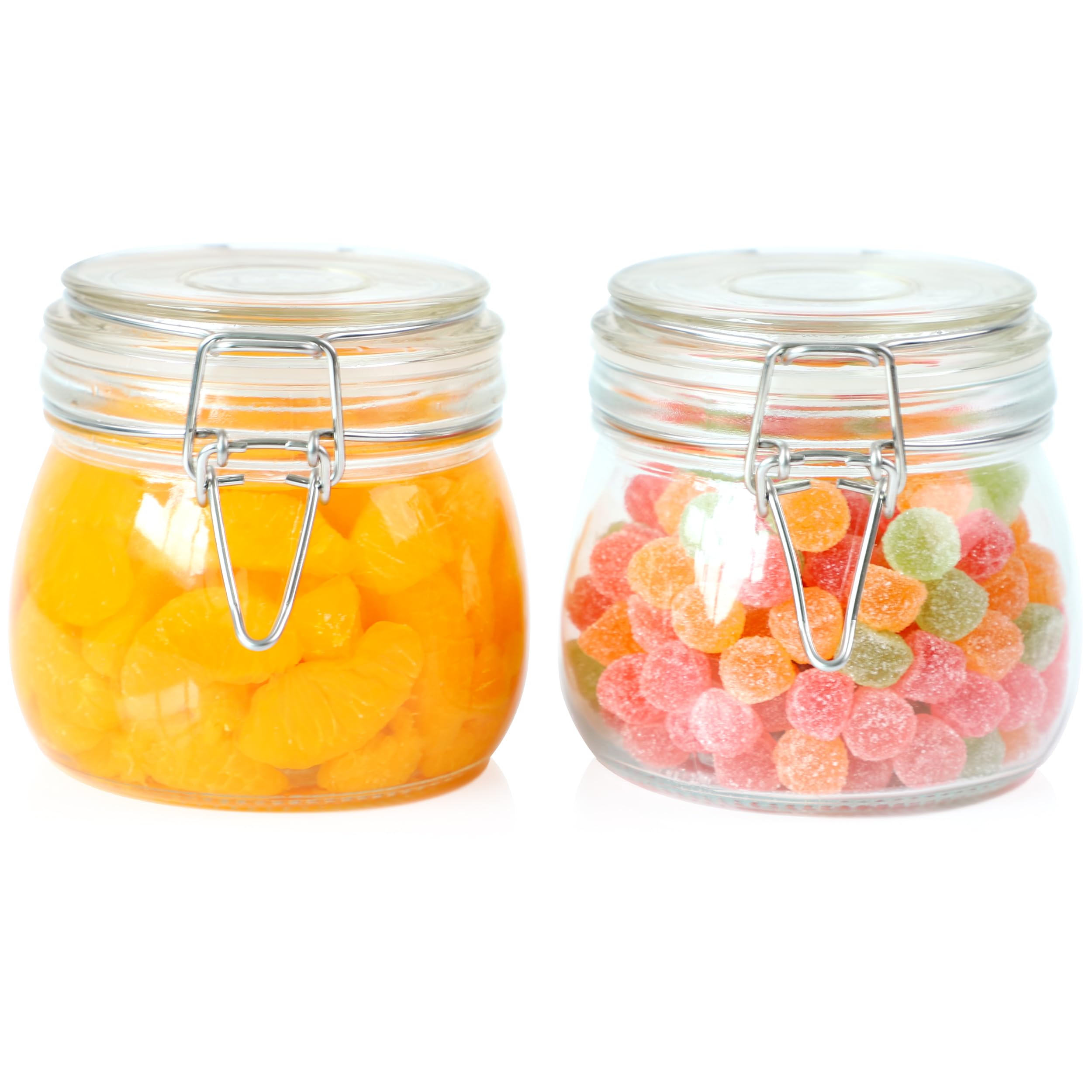 Glass Jar With Airtight Lid 16 Oz (Set Of 2) Wide Mouth Airtight Food Storage Containers Leakproof Canister For Coffee,Sugar,Cho