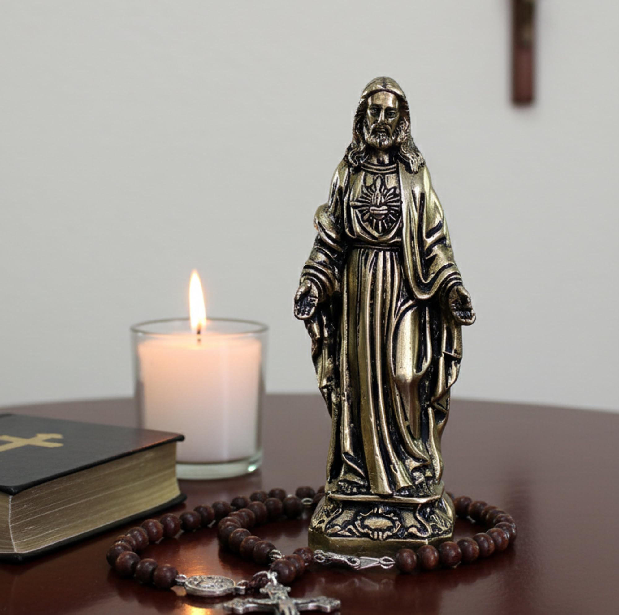 Esplanade Brass Holy Jesus Christ Statue Spiritual Idols - 5.75 Inches | Religious Statues | Holy Statue Of Christians