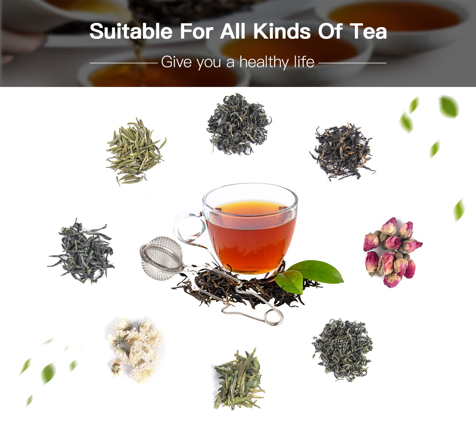 Snap Ball Tea Strainer  Exptolii 2 Pack Stainless Steel Tea Infuser Filter with Handle for Loose Leaf Tea  Spices  Seasonings