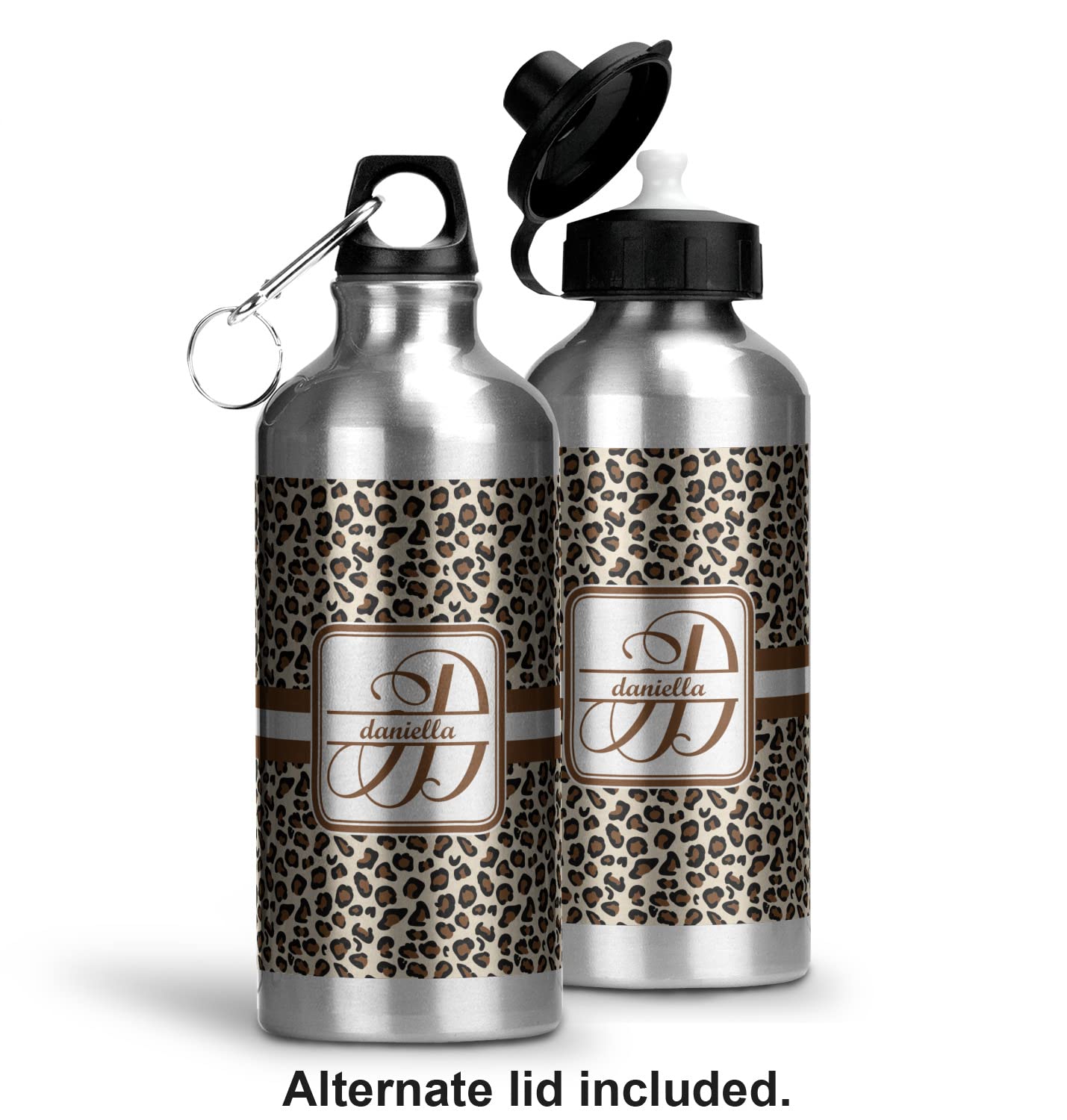 Personalized Leopard Print Water Bottle - Aluminum - 20 Oz