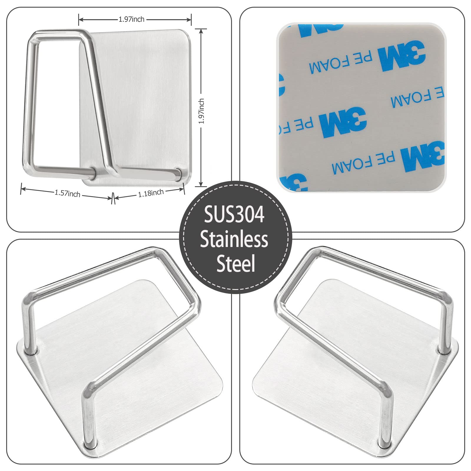 Visengure Sponge Holders For Kitchen Sink 2 Packs, Slivery 304 Multifuctional Stainless Steel Holder, 3.3 Lbs Capacity