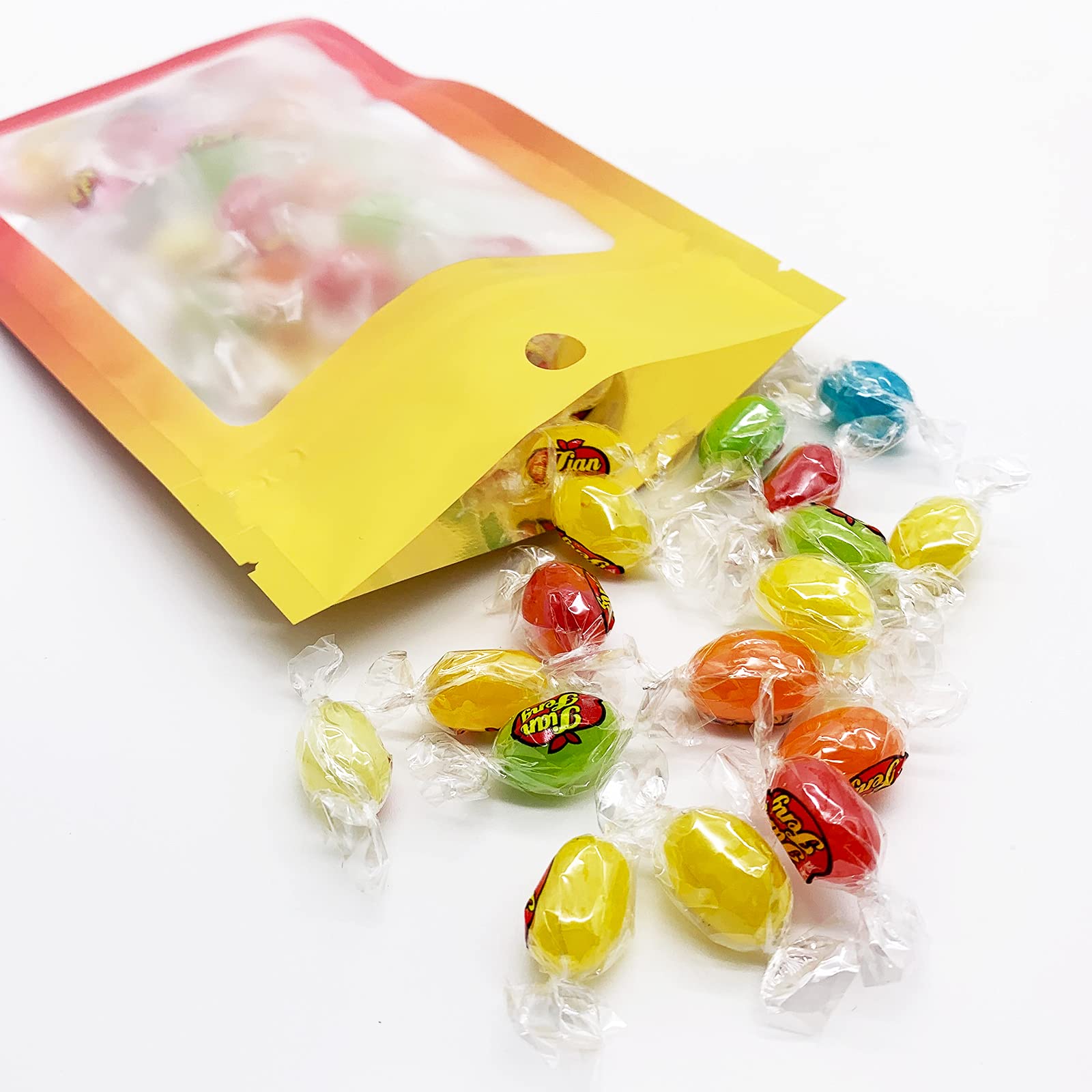 100 Pcs Resealable Mylar Ziplock Food Storage Bags, Gradient Color Smell Proof Bag With Clear Window, Packaging Pouch For Coffee