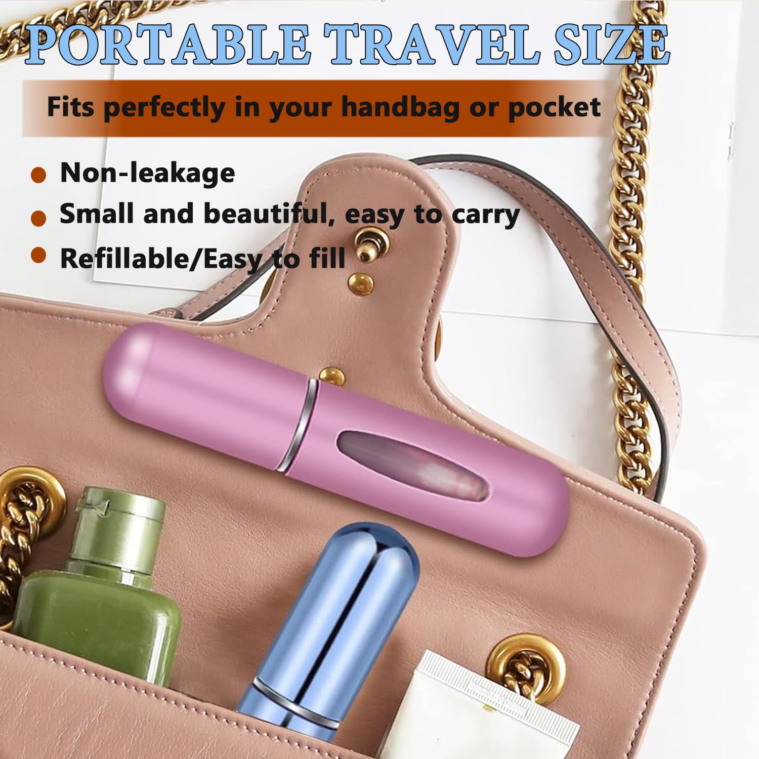 Akoak 1 Pack 5Ml (0.2Oz) Reusable Perfume Spray Bottle, Portable Mini Sprayer, Refillable Perfume Bottle, Men 'S And Women 'S Pu