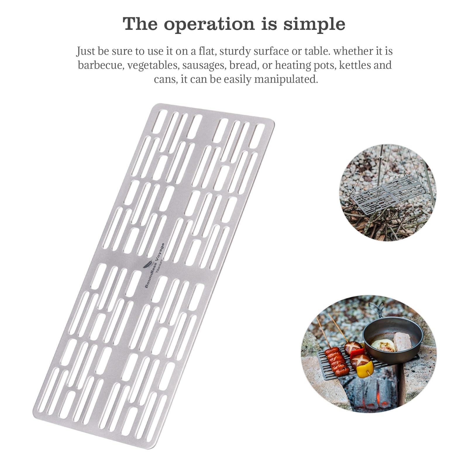 Ibasingo Titanium Charcoal Bbq Grill Plate Ultralight Baking Cooling Rack Heavy Duty Dining Cooking Roasting Kitchen Utensils Fo