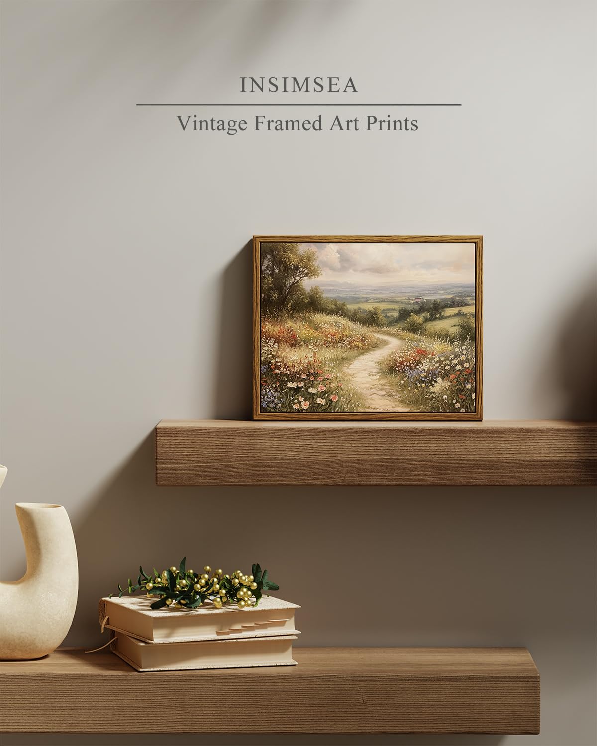 Insimsea Framed Wall Art For Living Room Flower Canvas Art Wall Decor Bedroom Floral Artwork Oil Paintings Picture Prints Rustic