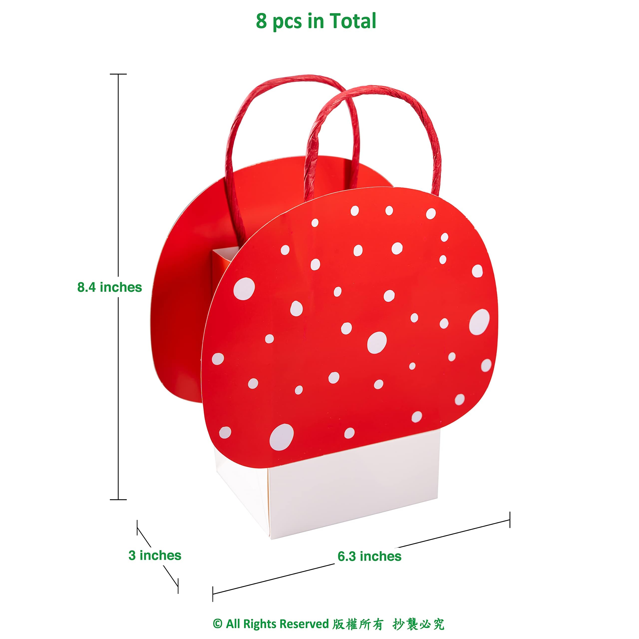 Cheerland Red Mushroom Gift Bag Set Small Toadstool Mushroom Shaped Bag For Girls Birthday Party Favor Baby Shower Party Supplie