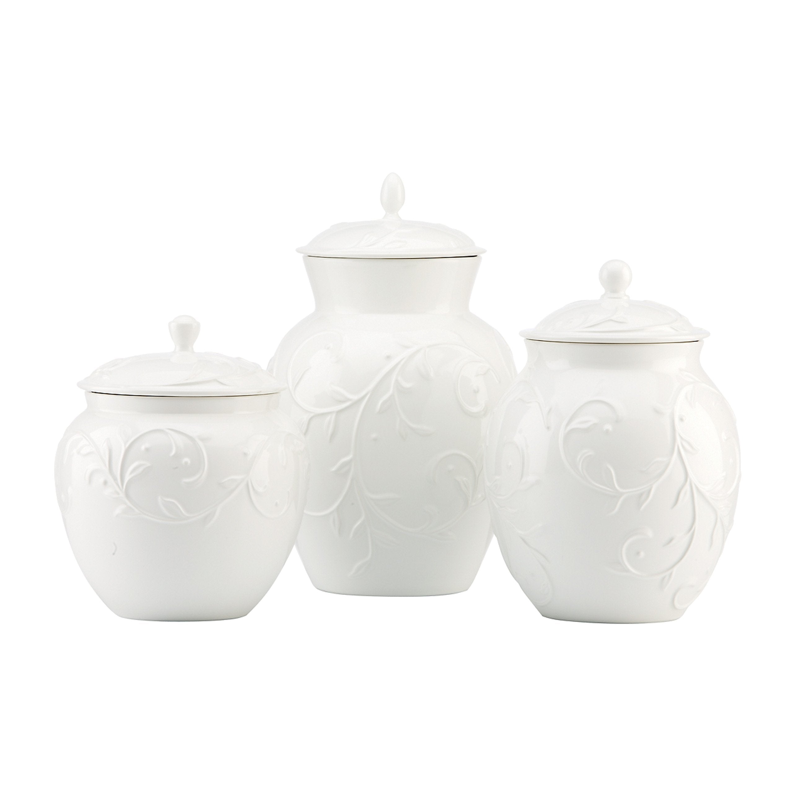 Lenox Opal Innocence Carved 3-Piece Canister Set, 6.00 Lb, White