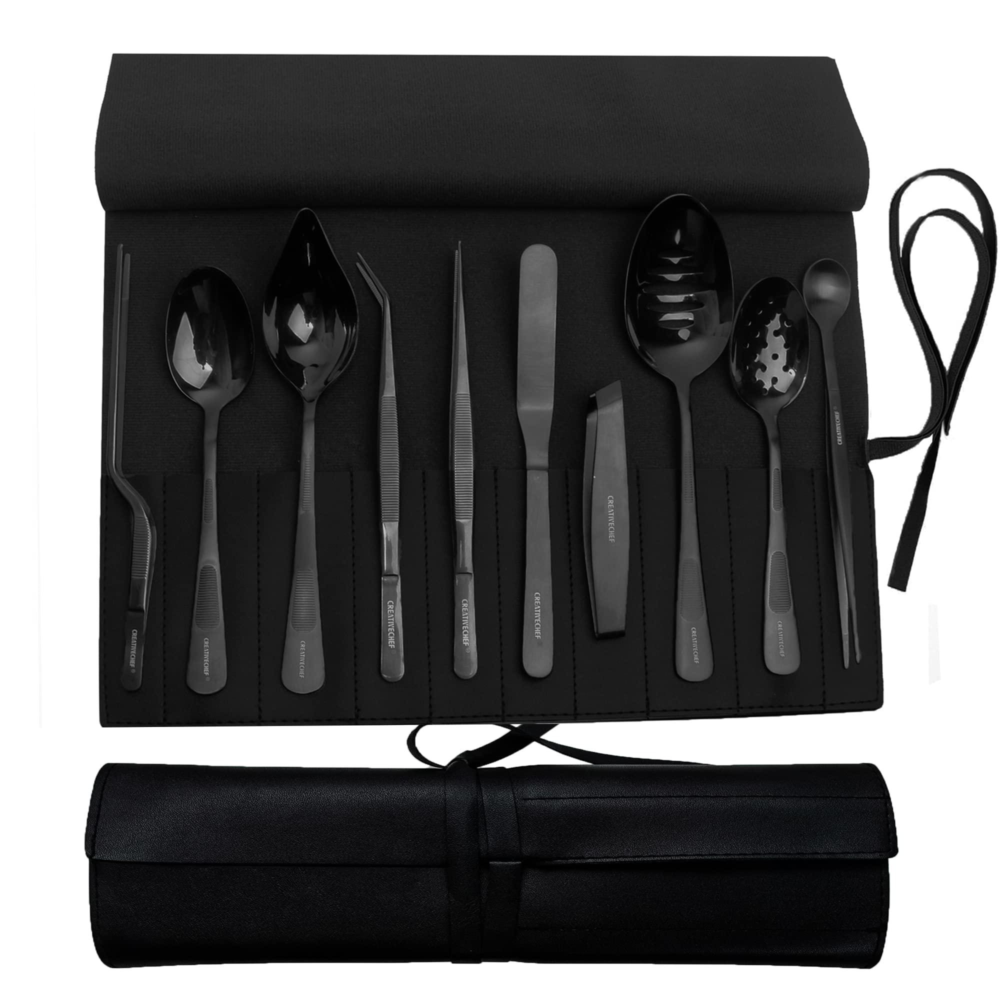 Creativechef Professional Chef Plating Kit, 10 Piece Culinary Plating Set, Black, Stainless Steel (10 Piece, Black)