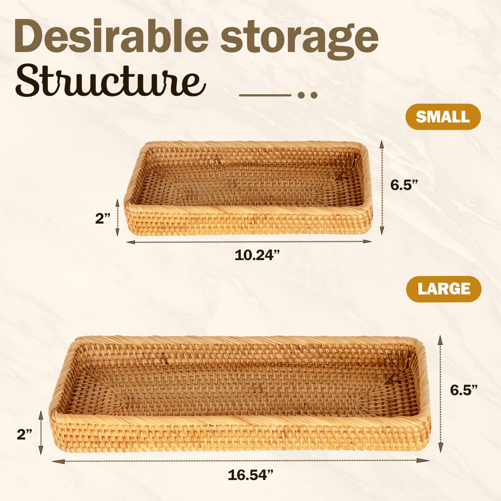 16'' Rattan Toilet Tank Basket Rectangle - Large Space For Storage, Tightly Woven & Natural Color, Used Like Long Toilet Basket