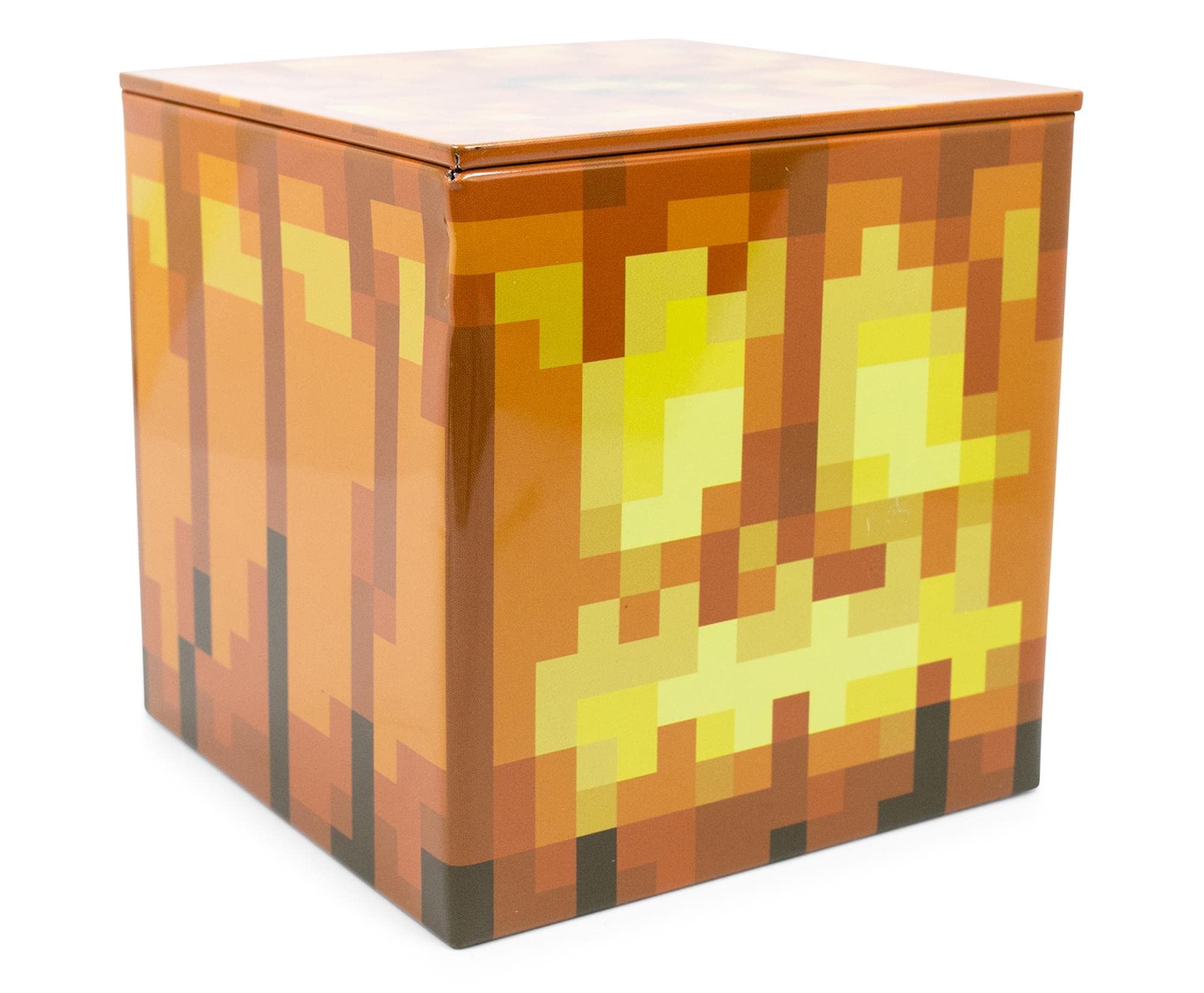 Minecraft Jack O'Lantern 4-Inch Tin Storage Box Cube Organizer With Lid | Basket Container, Cubby Cube Closet Organizer, Home De