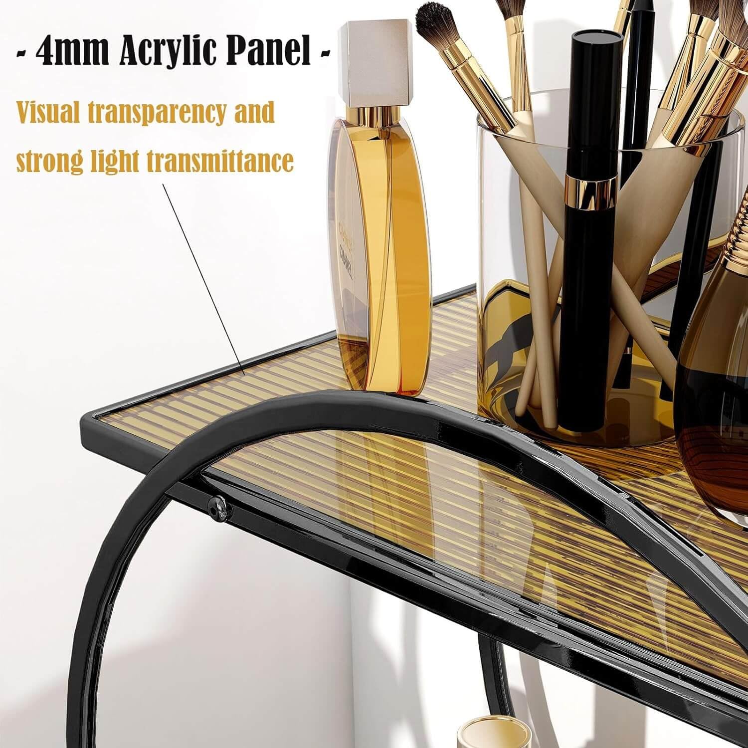 Yiwanfw Perfume Organizer For Dresser, Black Bathroom Organizer Counter 2 Tier Makeup Organizer For Bathroom Vanity Storage Skin