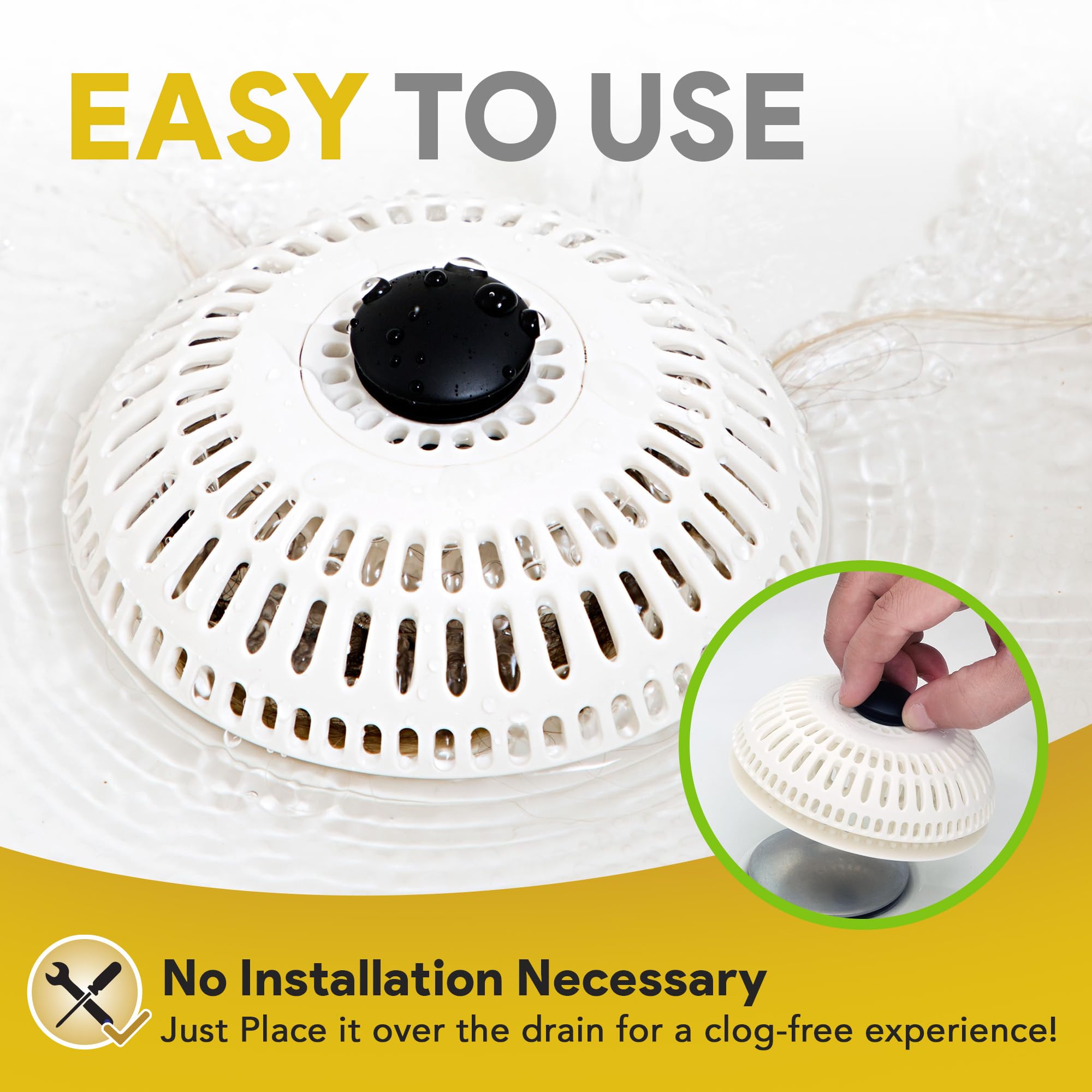 Showershroom Stealth Shower Hair Drain Catcher - Hair Stopper For Shower Drain, Bathtub, And Bathroom Sink, Will Not Impede Wate