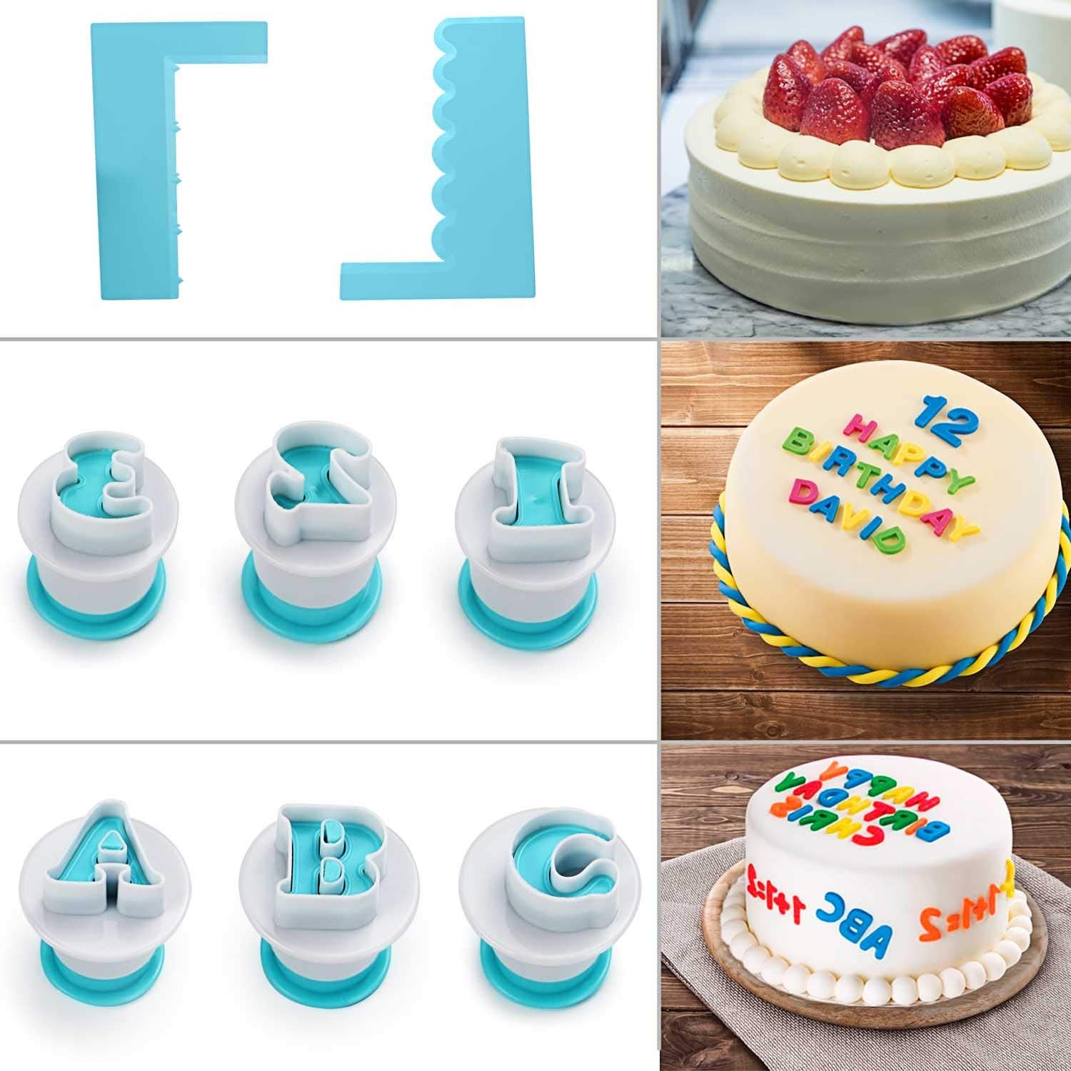 Fangsun 36 Pieces Alphabet & Numbers Fondant Cake Mold, Cookie Stamp Impress, Embosser Cutter, Upper Case Numbers Shape Diy Cook