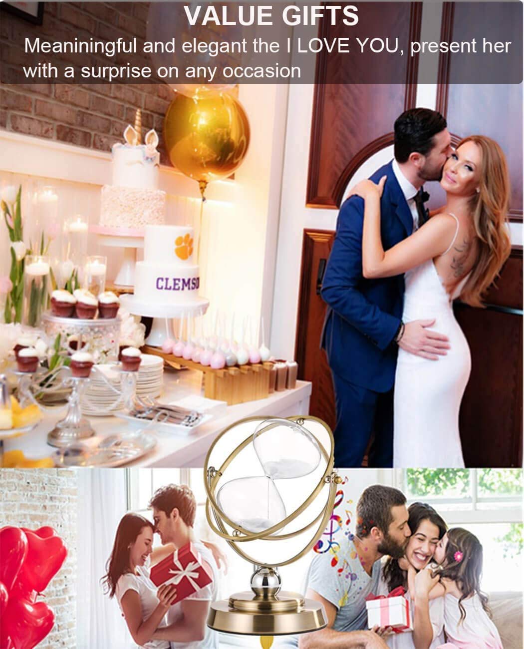 Suliao Hourglass 60 Minute Sand Timer,720 Rotating Antique White Sand Clock,Vintage Sand Watch 60 Min,1 Hora Reloj De Arena,Larg