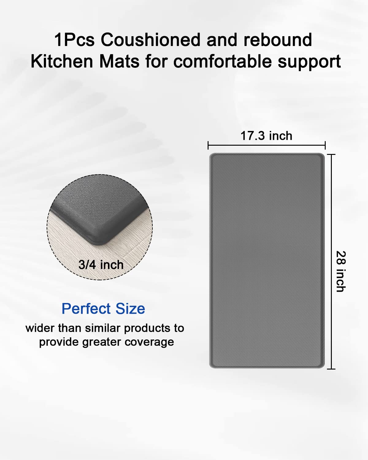 Artnice Kitchen Floor Mats Cushioned Anti Fatigue Mat, Waterproof Non-Slip Standing Desk Mat, 0.75'' Heavy Duty Comfort Kitchen