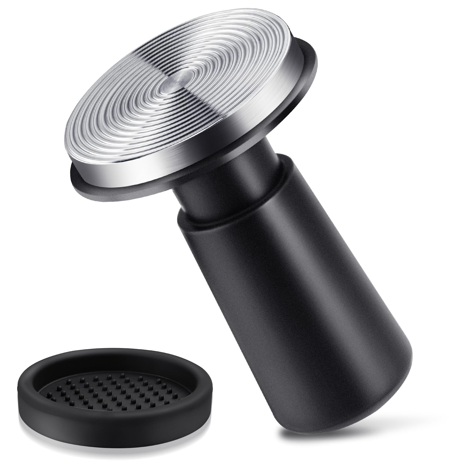 Espresso Coffee Tamper With Calibrated Spring-Loaded 25Lb / 30Lbs Replacement Springs Ripple Base Black Premium Barista Tool Ano