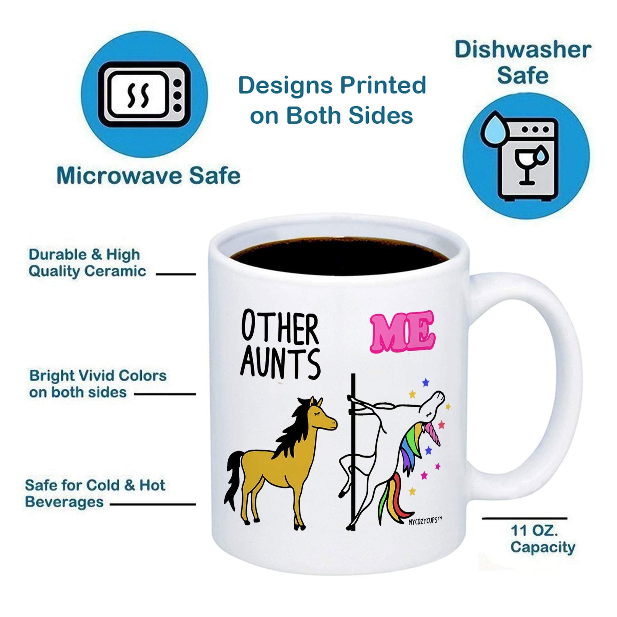 Other Aunts Me Unicorn Coffee Mug - 11oz Cup for Auntie, Sister, Favorite Aunticorn from Niece, Nephew - Birthday, Christmas, Ap