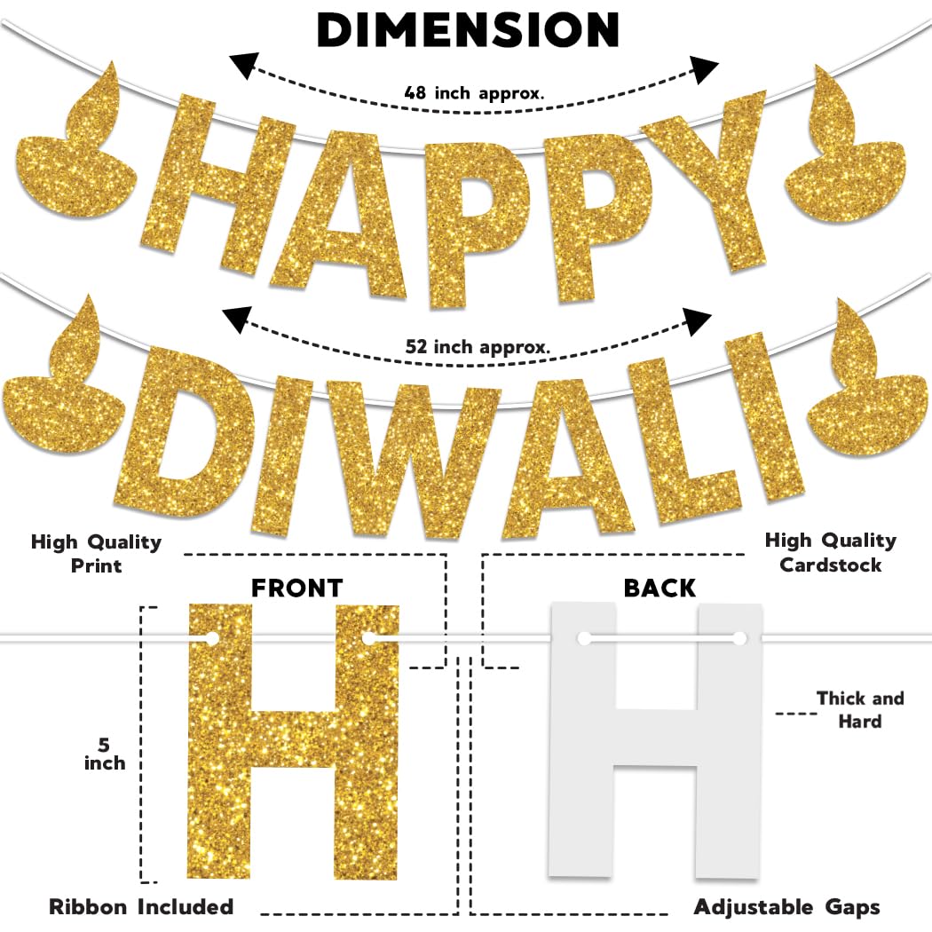 Festiko Happy Durga puja Banner/Photo Booth/Swirls for Durga puja Festival Decoration (Happy Diwali Banner - 03)