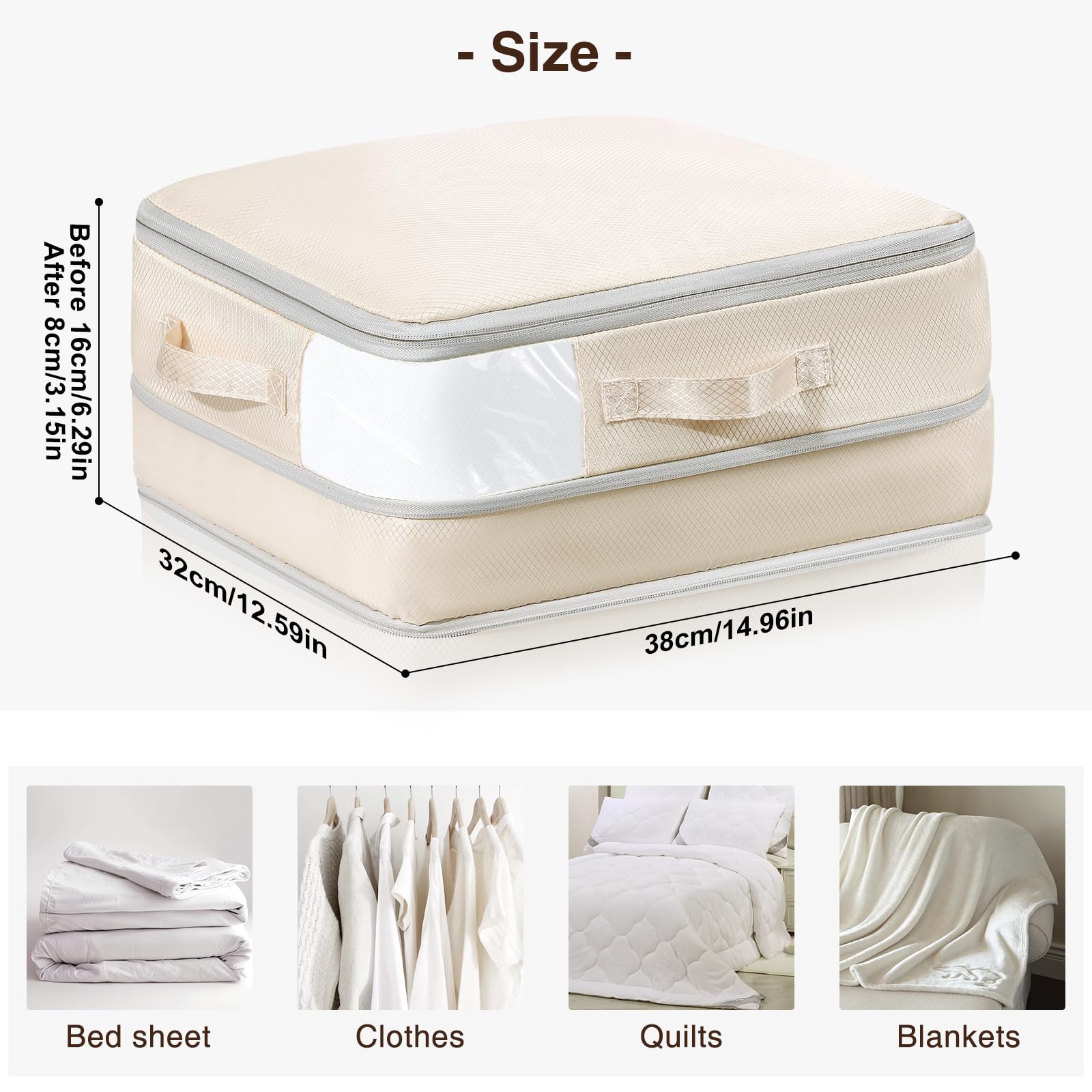 DIMJ Clothes Storage Bag 8 Pack, Compression Storage Bags for Sweater, Closet, Sheet Storage Organizer with Window Handle, Compr