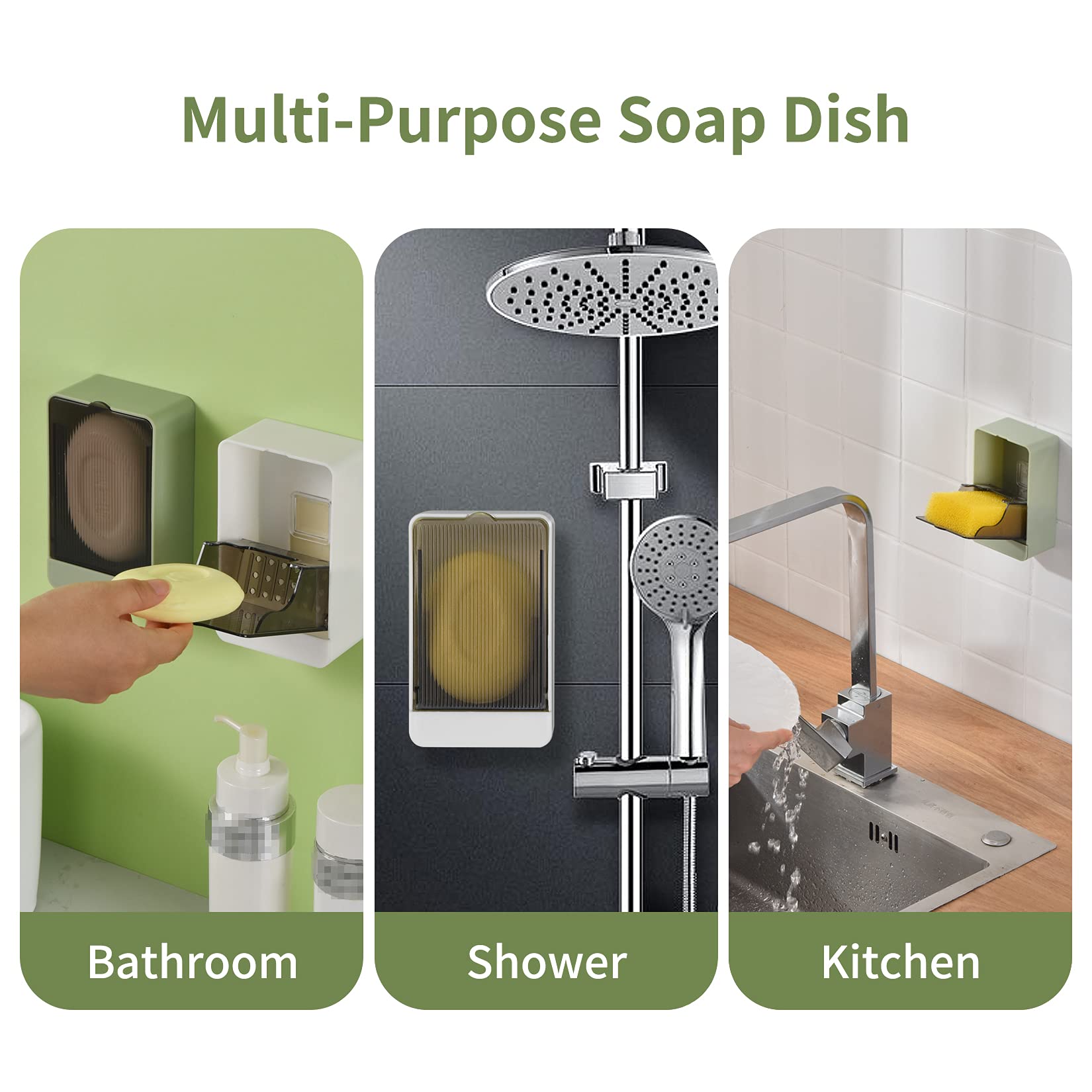 Soap Holder Dish Shower, 2 Pack Bar Soap Holder With Drainage, Self Draining Soap Holder, Wall Mounted Soap Box Tray Container F