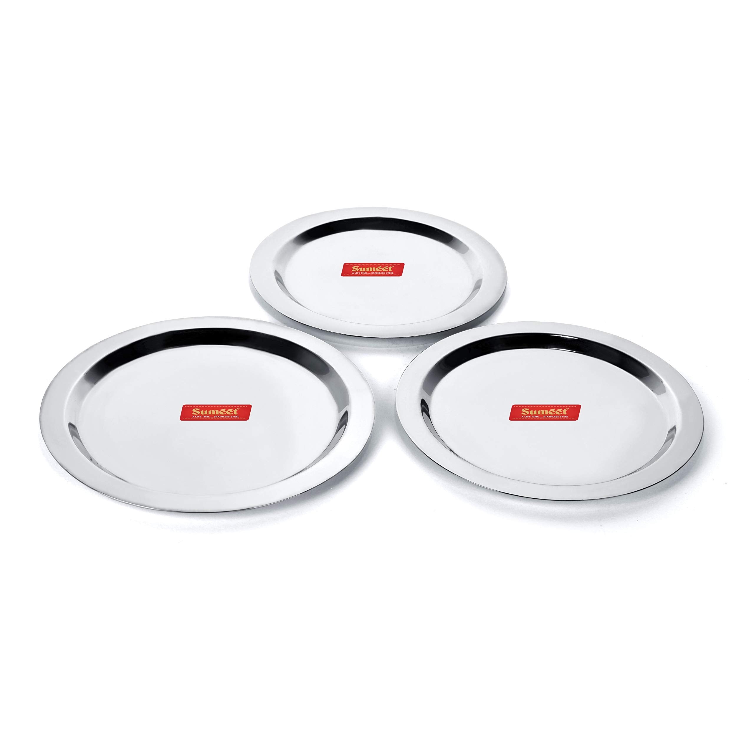 Sumeet Stainless Steel Heavy Gauge Ciba Lids Tope Cover Set of 3 Pcs (Size - 18.8Cm  20Cm  21.3Cm)