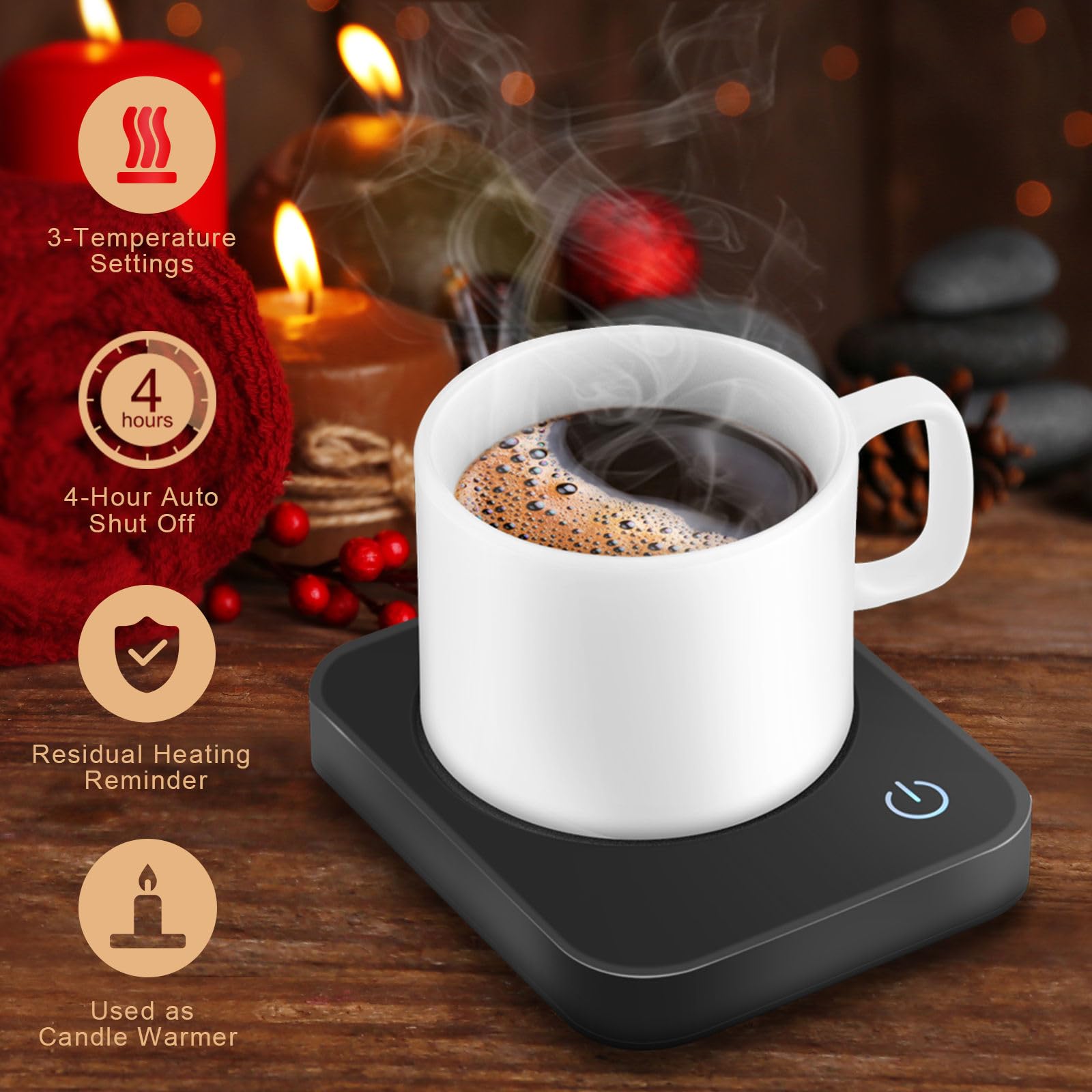 Vobaga Coffee Mug Warmer (No Mug), Electric Coffee Warmer For Office Desk Accessories With Auto Shut Off, 3 Temperature Setting