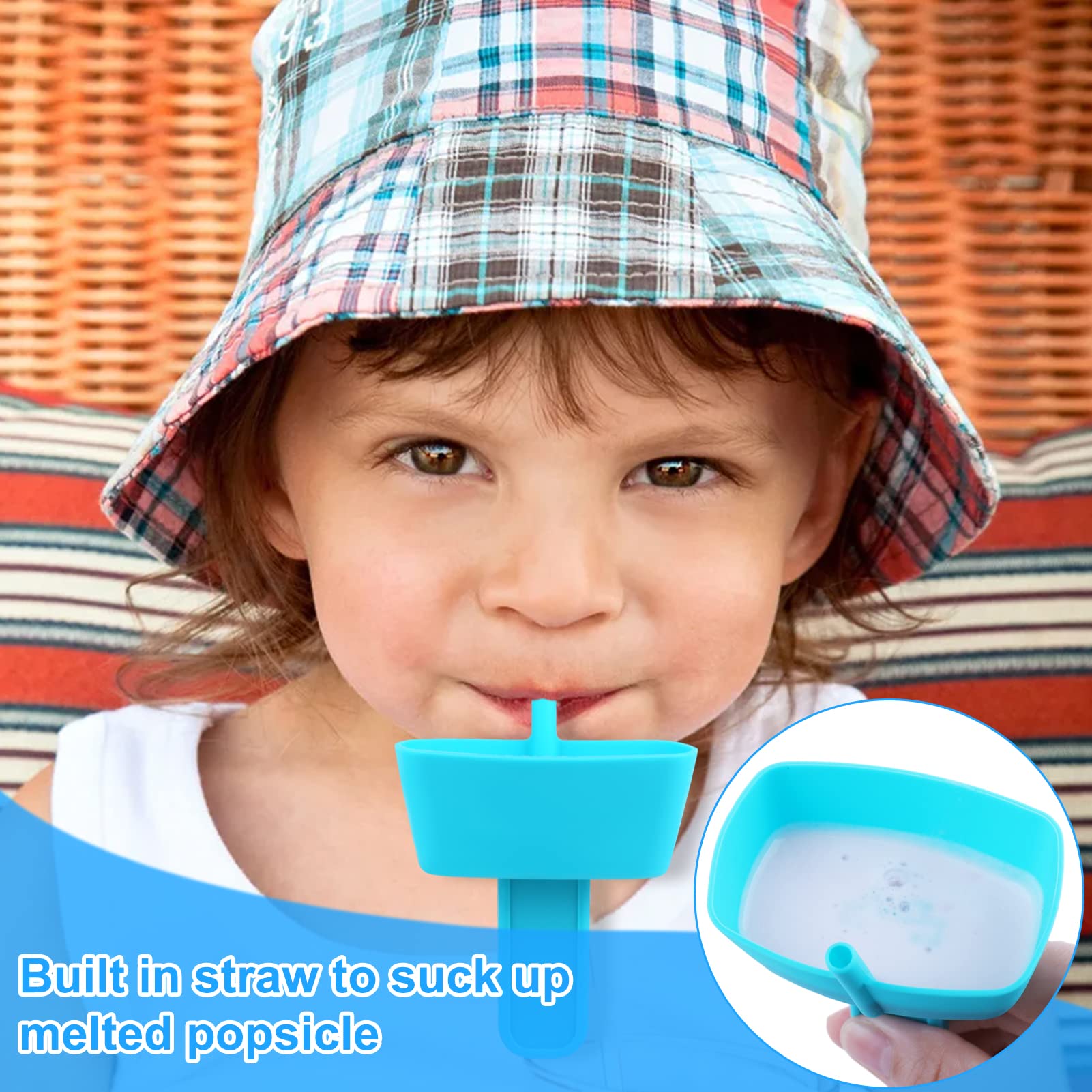 Aiersa 4Pcs Silicone Popsicle Holders For Kids No Drip, Reusable Mess Free Ice Pop Stick Holder With Built In Straw For Sucking