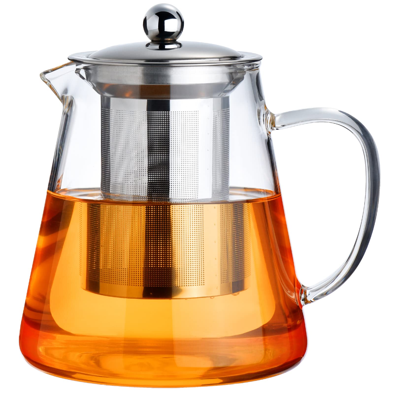Paracity Glass Teapot Stovetop 18.6 Oz, Borosilicate Clear Tea Kettle With Removable 18/8 Stainless Steel Infuser, Teapot Bloomi