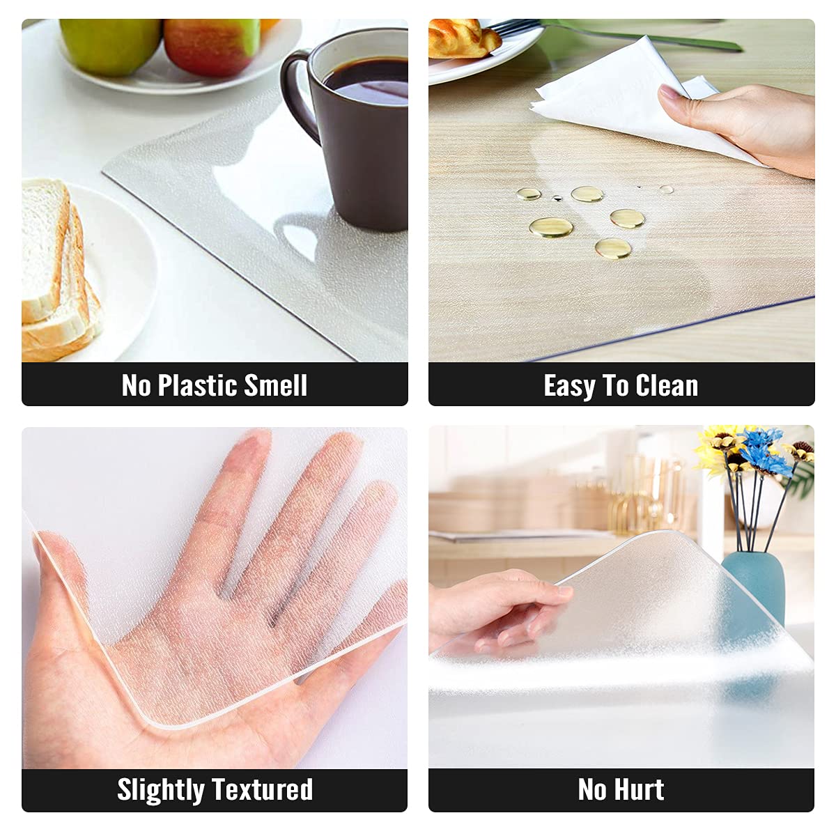 Royhom Frosted Table Cover Protector 2Mm Thick, 60 X 42 Inch Table Protector For Dining Room, Plastic Table Cover, Dining Table