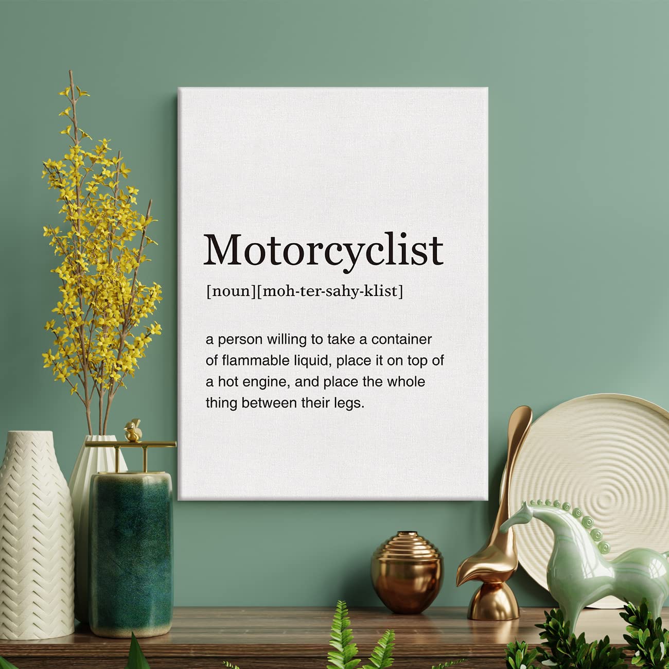 Lexsivo Motorcyclist Definition Print Canvas Wall Art Home Office Decor Modern Motorcycle Quote Painting 12X15 Canvas Poster Fra