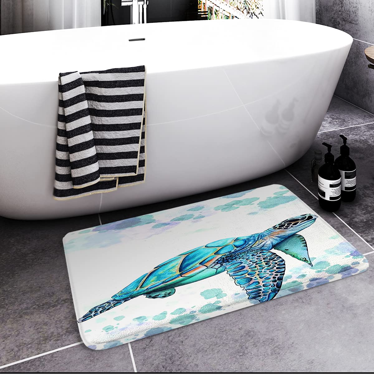 Britimes Bath Mats for Bathroom  Bathroom Mats Rugs No Silp sea Turtle Washable Cover Floor Rug Carpets Floor Mat Bathroom Decorations 18x30 Inches for Kitchen Bedroom Indoor
