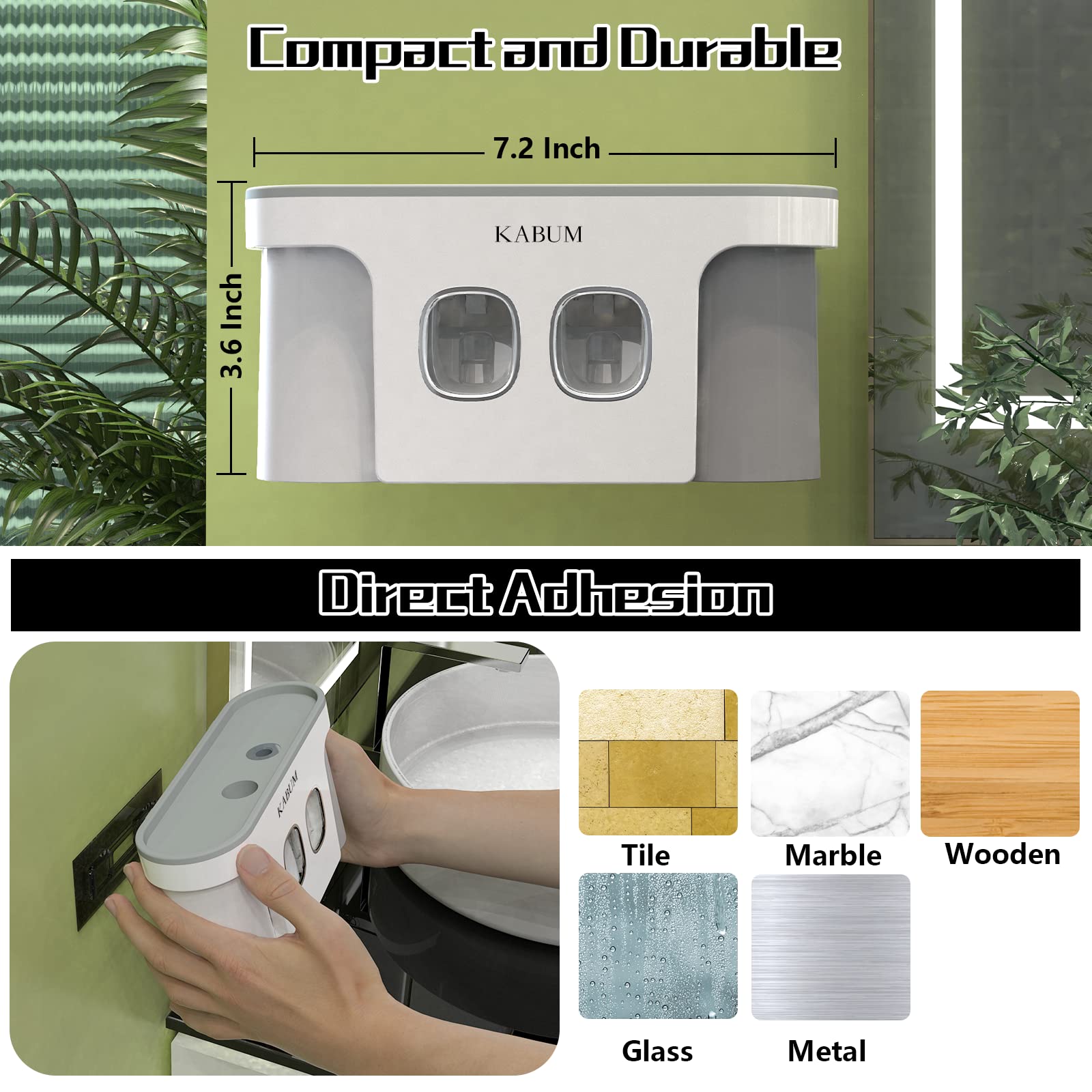 Toothbrush Holders For Bathrooms Toothpaste Dispenser - 2 Cups Automatic Toothpaste Squeezer Wall Mounted, Ideal Bathroom Access