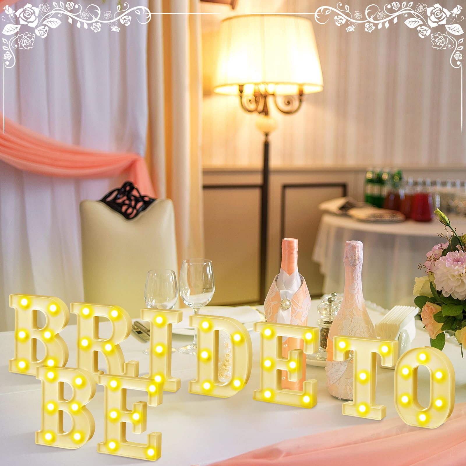 Honoson 9 Pcs Bride to Be Sign Lights Bridal Shower Decorations Engage Wedding Decor LED Neon Light for Engagement Wedding Bache