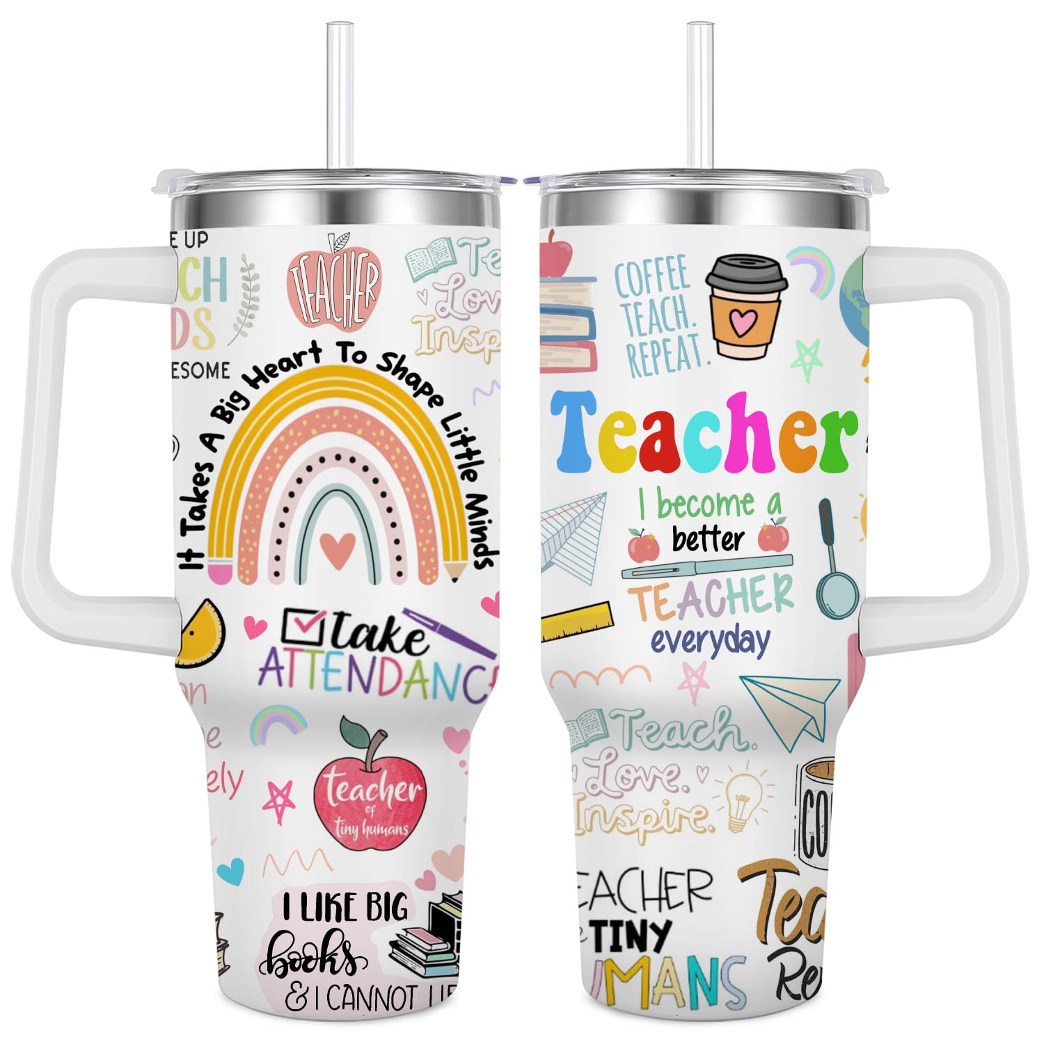 Jiaazerd Teacher Appreciation Present for Women -40 oz Stainless Steel Tumbler for Thank You,Birthday,Back To School,Retirement