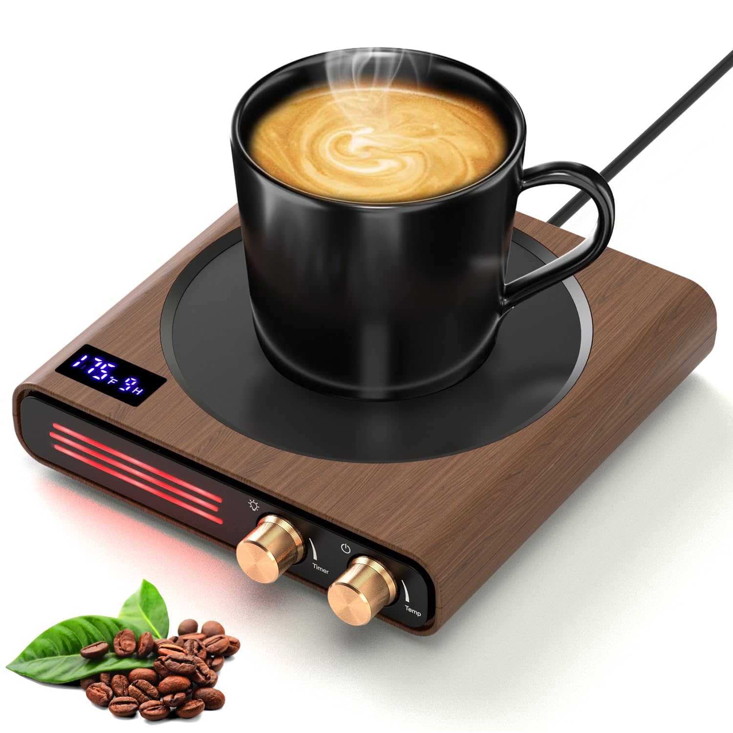 Mug Warmer, Cerobear 50W Coffee Cup Warmer For Desk With 9 Tempreture Settings, 1-9Hrs Auto Shut Off Smart Candle Warmer With Le