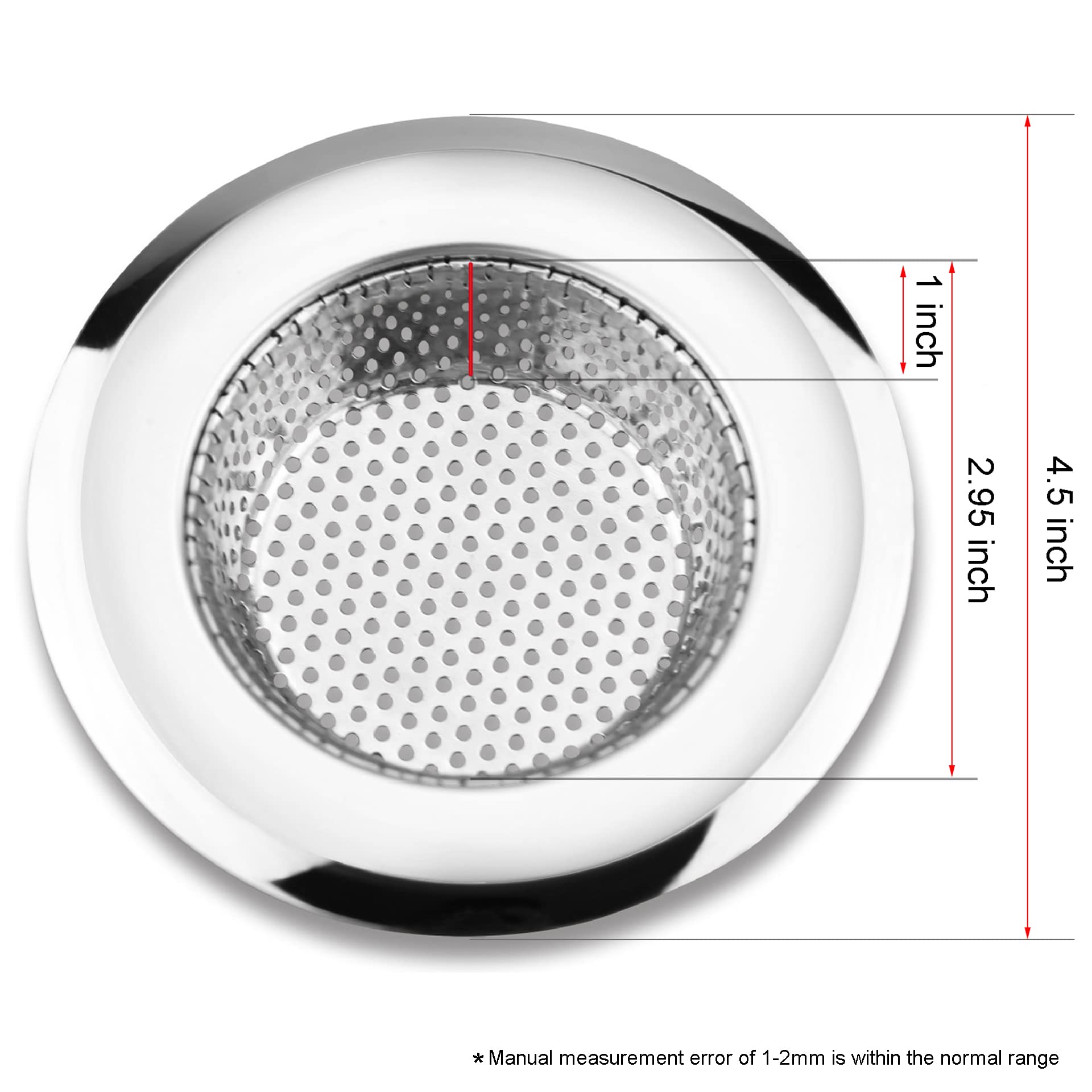 Nhsunray 2Pcs Stainless Steel Kitchen Sink Strainer Heavy-Duty Drain Filter Fit For Drain Filter For Kitchen Bathroom Basin Laun