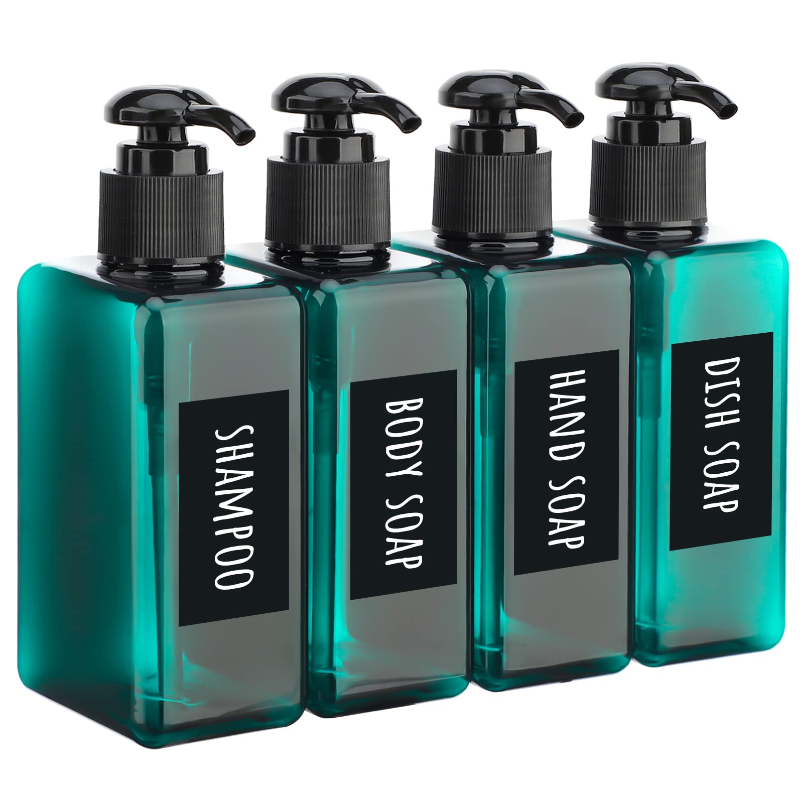 Segbeauty Refillable Soap Dispenser, 4 Pack 6.8Oz Plastic Square Press Pump Bottles, 200Ml Empty Travel Containers Lotion Cosmet