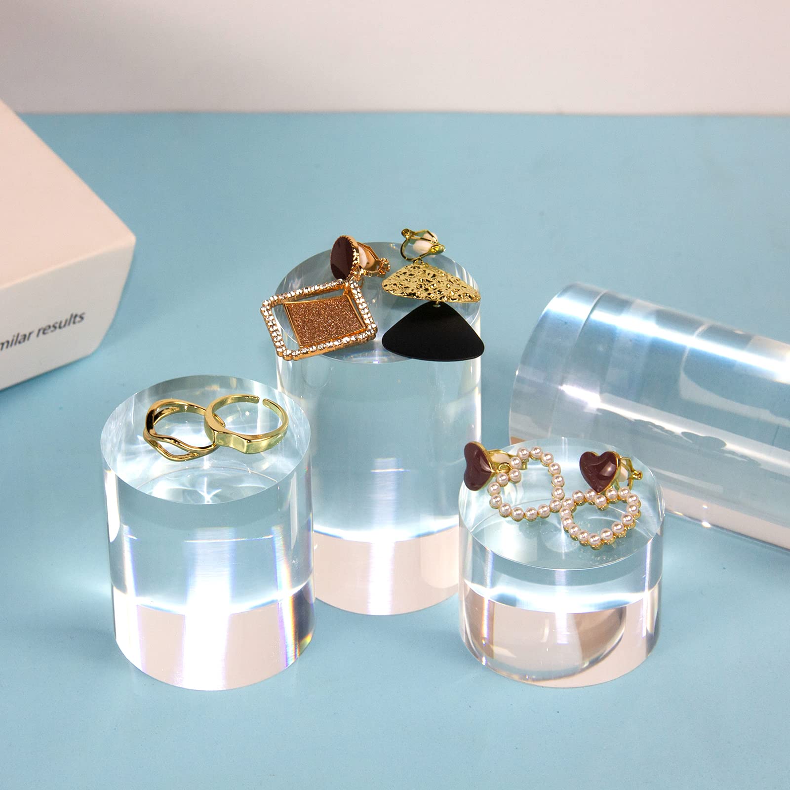 Kcgani Clear Polished Acrylic Cube Cylinder Round Photo Props, Transparent Solid Acrylic Display Blocks For Photography Boutique