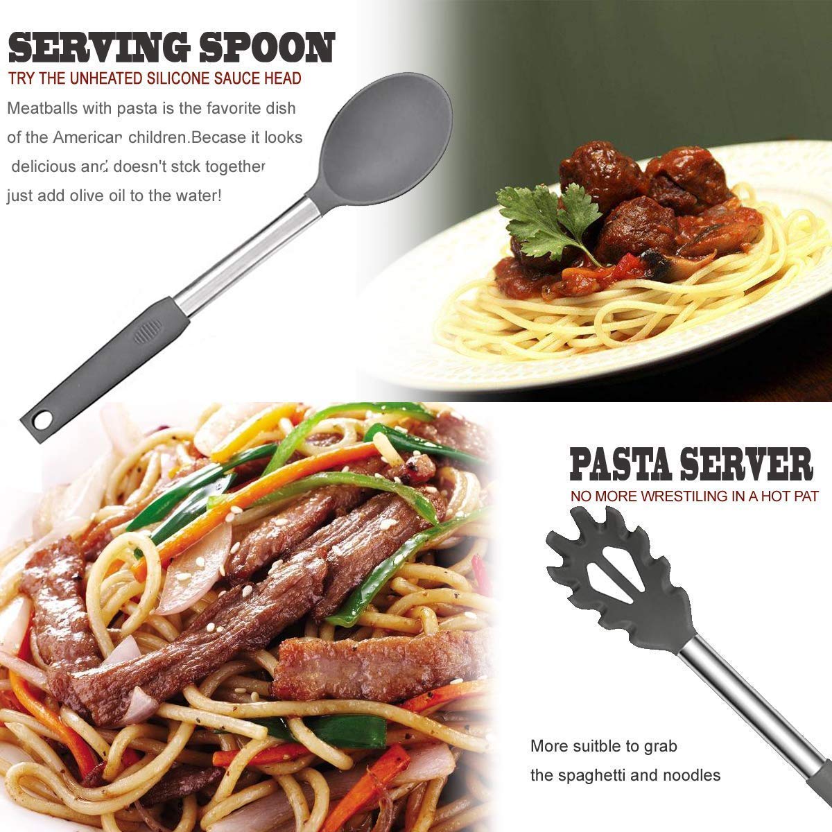 Silicone Kitchen Cooking Utensils Set With Stainless Steel Handle, Spatula Set Utensil Set, Cooking Utensil Set,Kitchen Tools Ga
