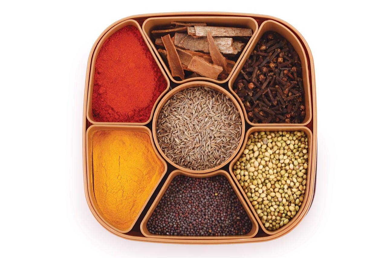 Shopathon India Titan Multipurpose Masala Dabba, Spices Box With 7 Sections | Durable Rangoli Dabba/Box Set With 7 Sections (Pac