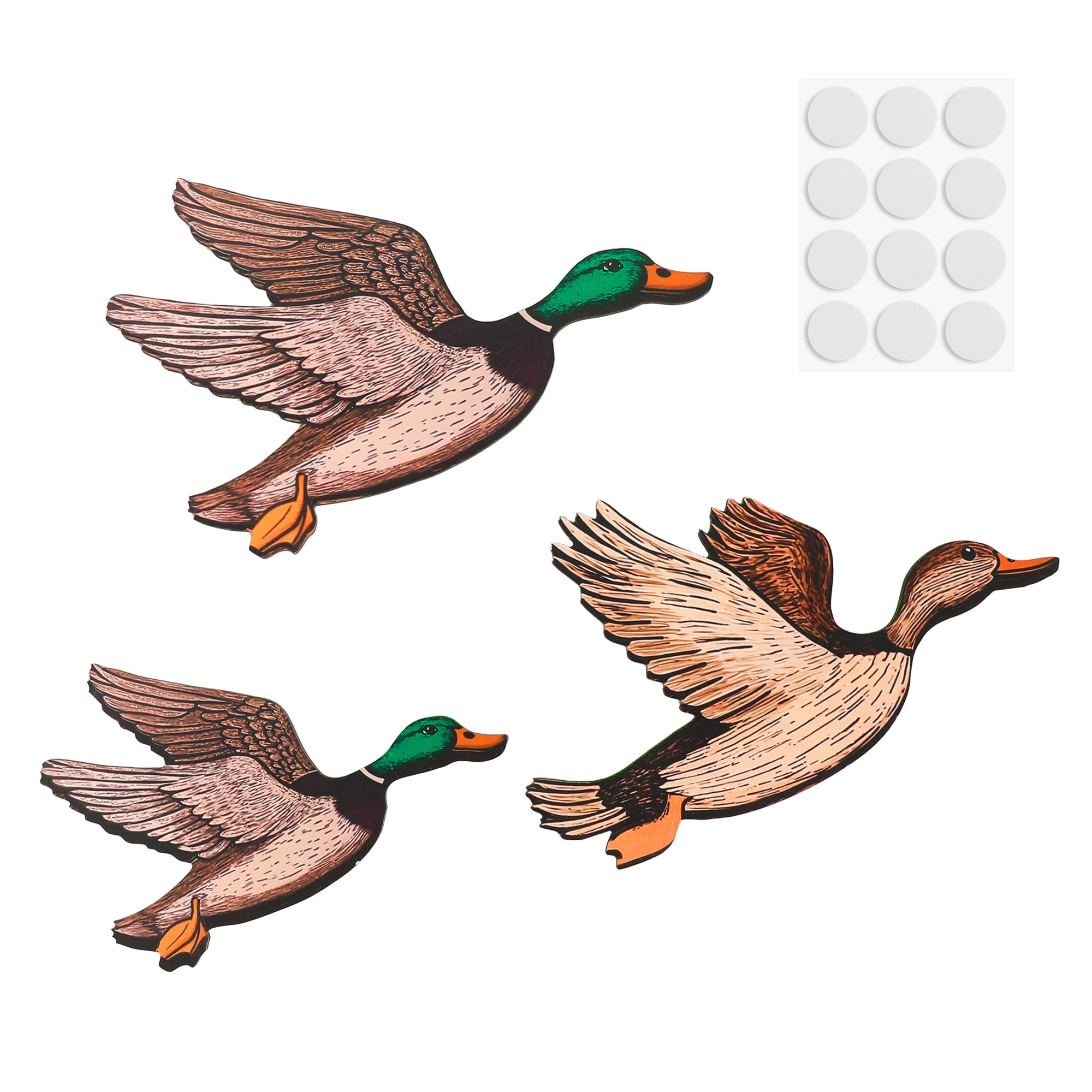 Kytvl Set of 3 Wooden Mallard Duck Wall Decor - Vintage Farmhouse Rustic Art for Entryway, Nursery, or Living Room - Larger Than