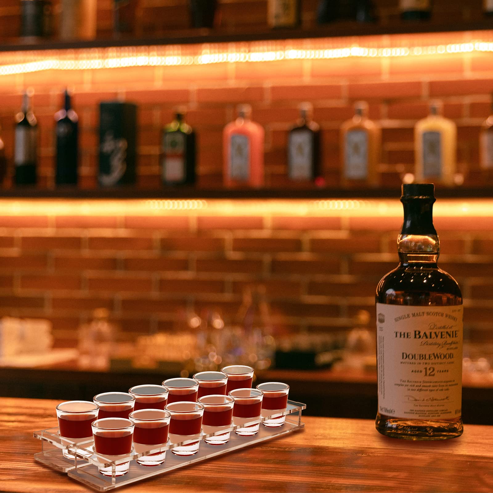 Beautyflier Pack Of 2 Acrylic Shot Glass Holder, Shot Glass Serving Tray For Bar, Restaurant, Party, Family Gathering (Shot Glas