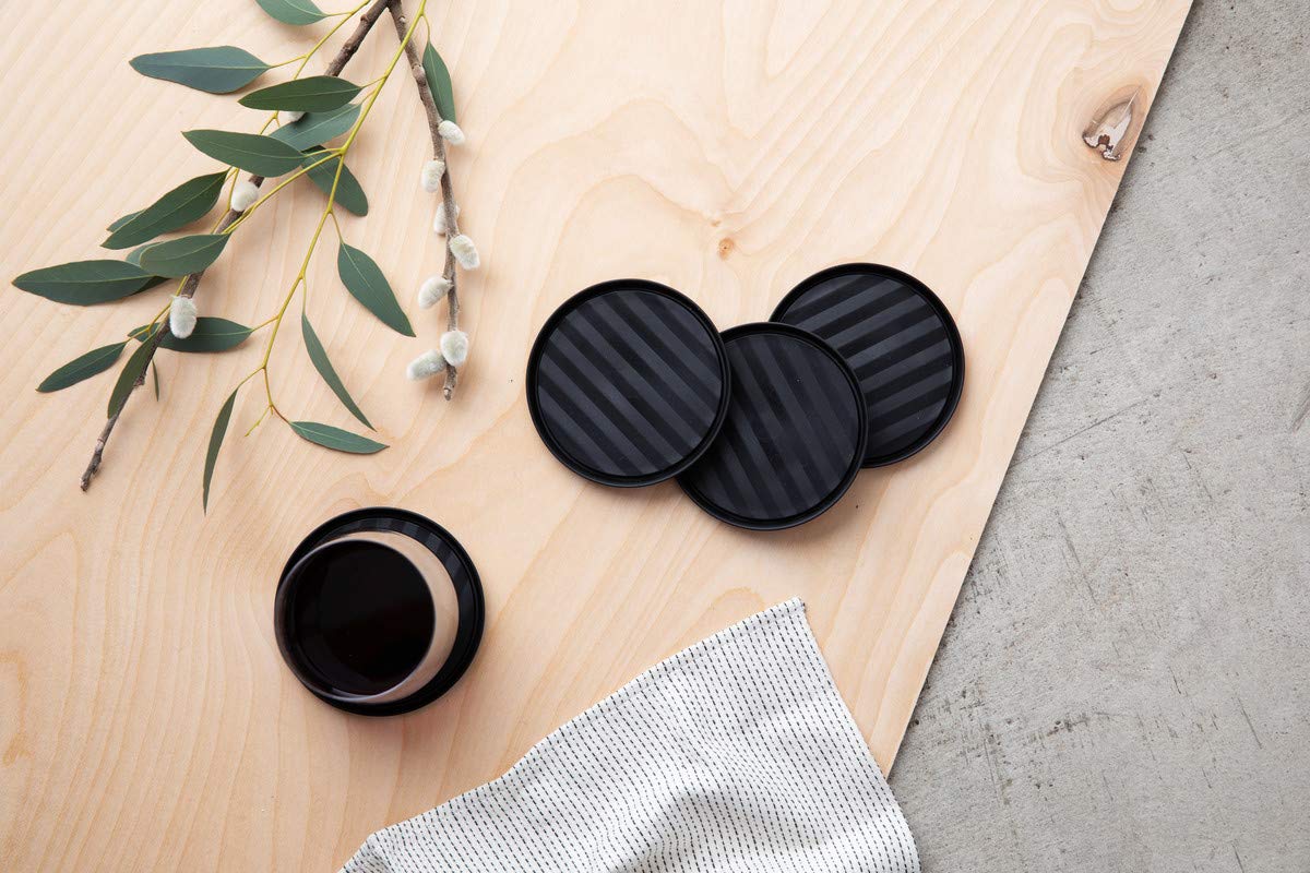 Rabbit Coaster Set, Set Of 8, Black
