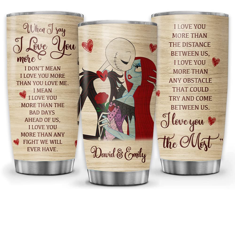 Personalized Sally&Jack Couple I Love You The Most Nightmare Halloween Tumbler Valentine Gifts For Him Her Wife Husband Before C