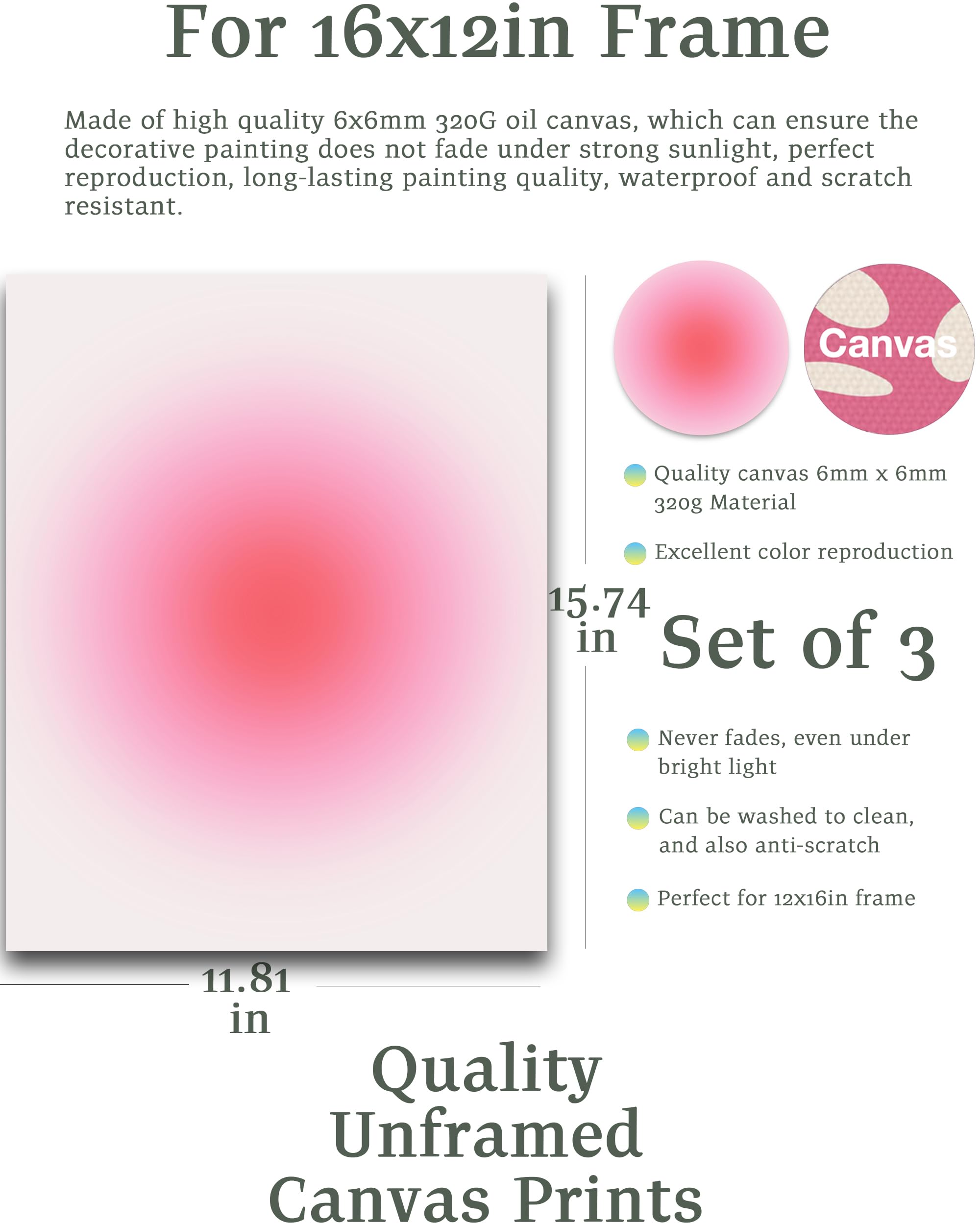 Hesendot Retro Gradient Wall Art Decor Set Of 3,Aura Poster,Psychedelic Print,12X16In Truly Quality Canvas Wall Art Pictures,Pos