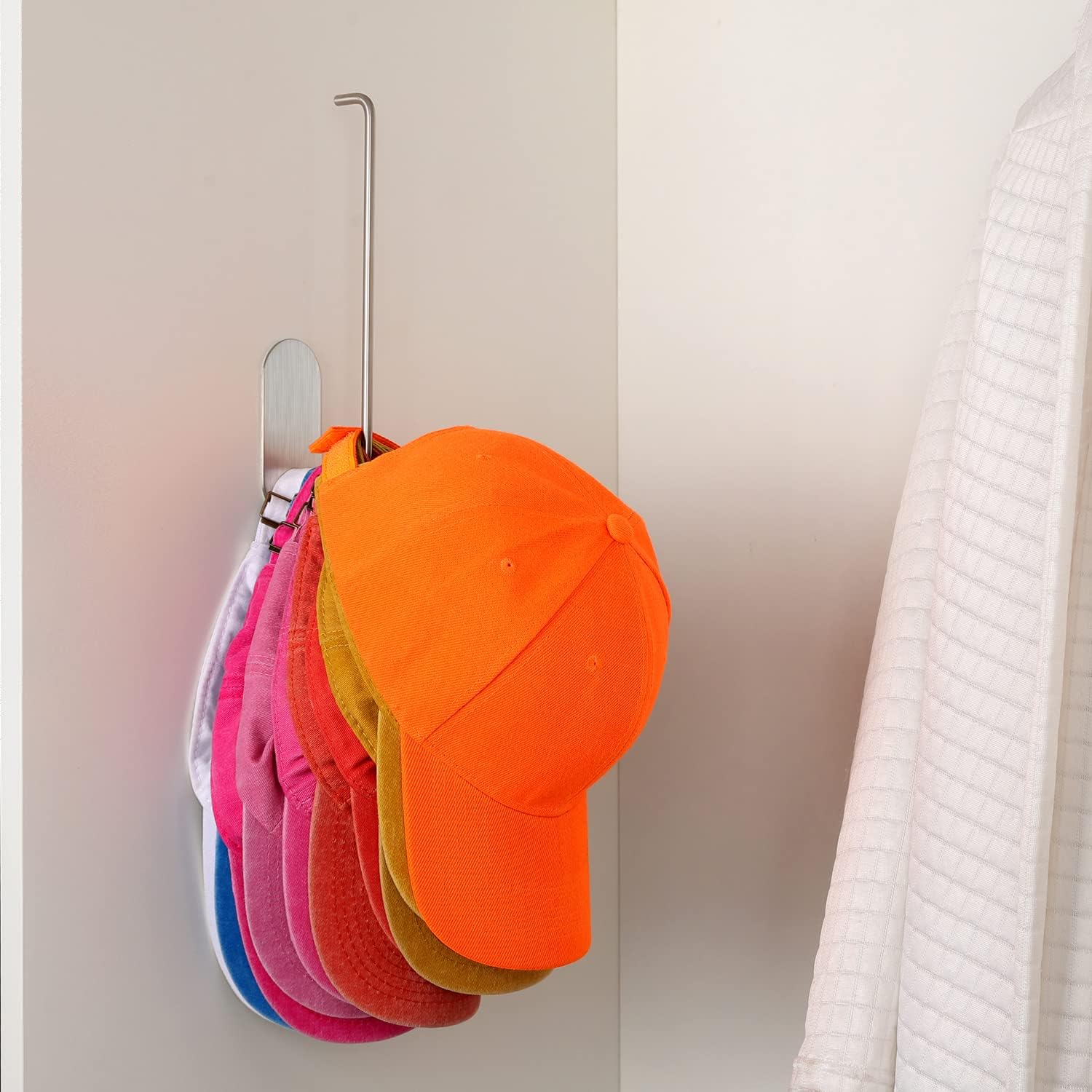 Daoun Hat Rack For Baseball Caps - 2 Pieces Adhesive Hat Organizer Wall Mount, Strong Hat Storage Organizer For Baseball Cap No