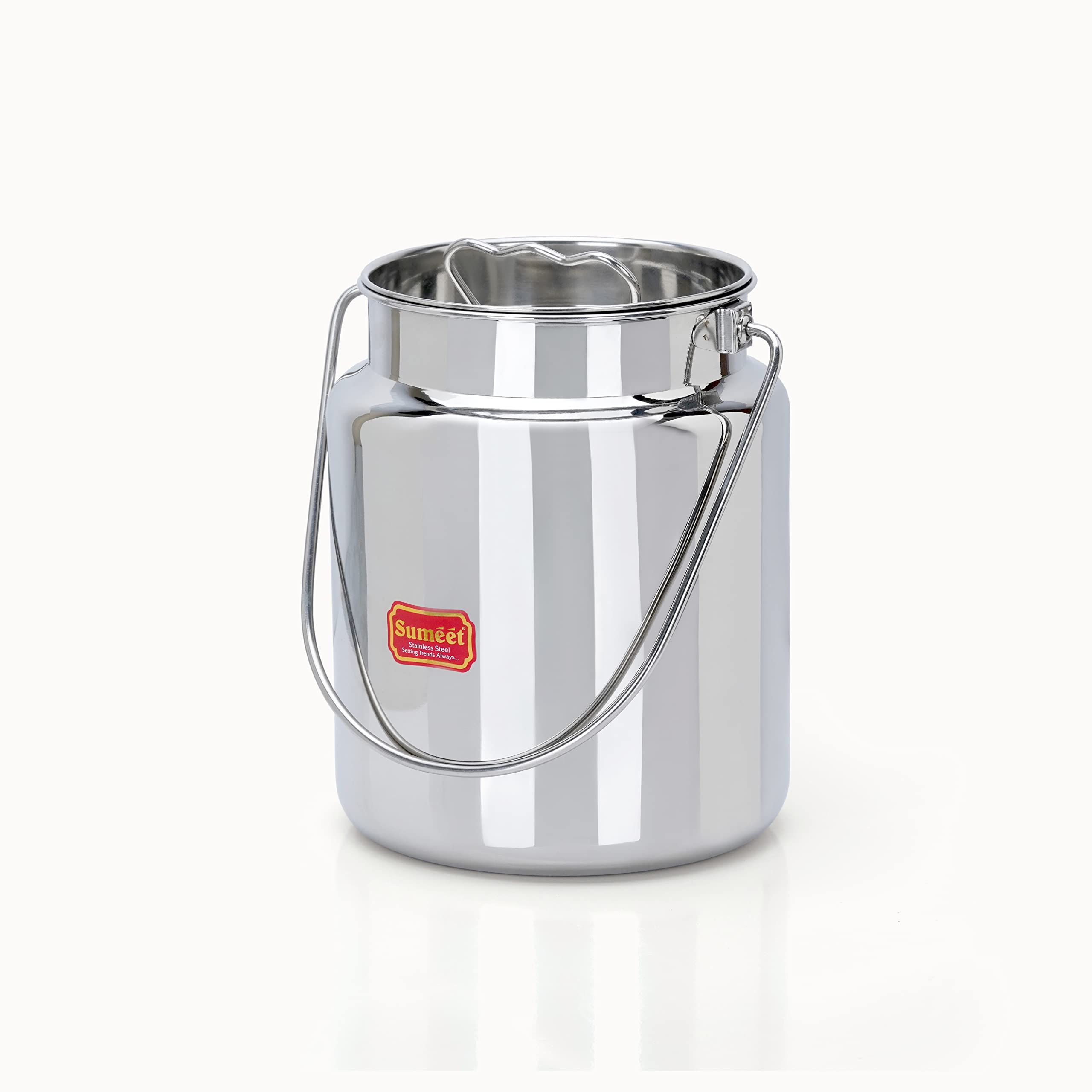 Sumeet Stainless Steel Akhand - Jointless Milk Can Oil Can Milk Barni Oil Pot With Lid  5000Ml Capacity  18Cm Dia  Silver