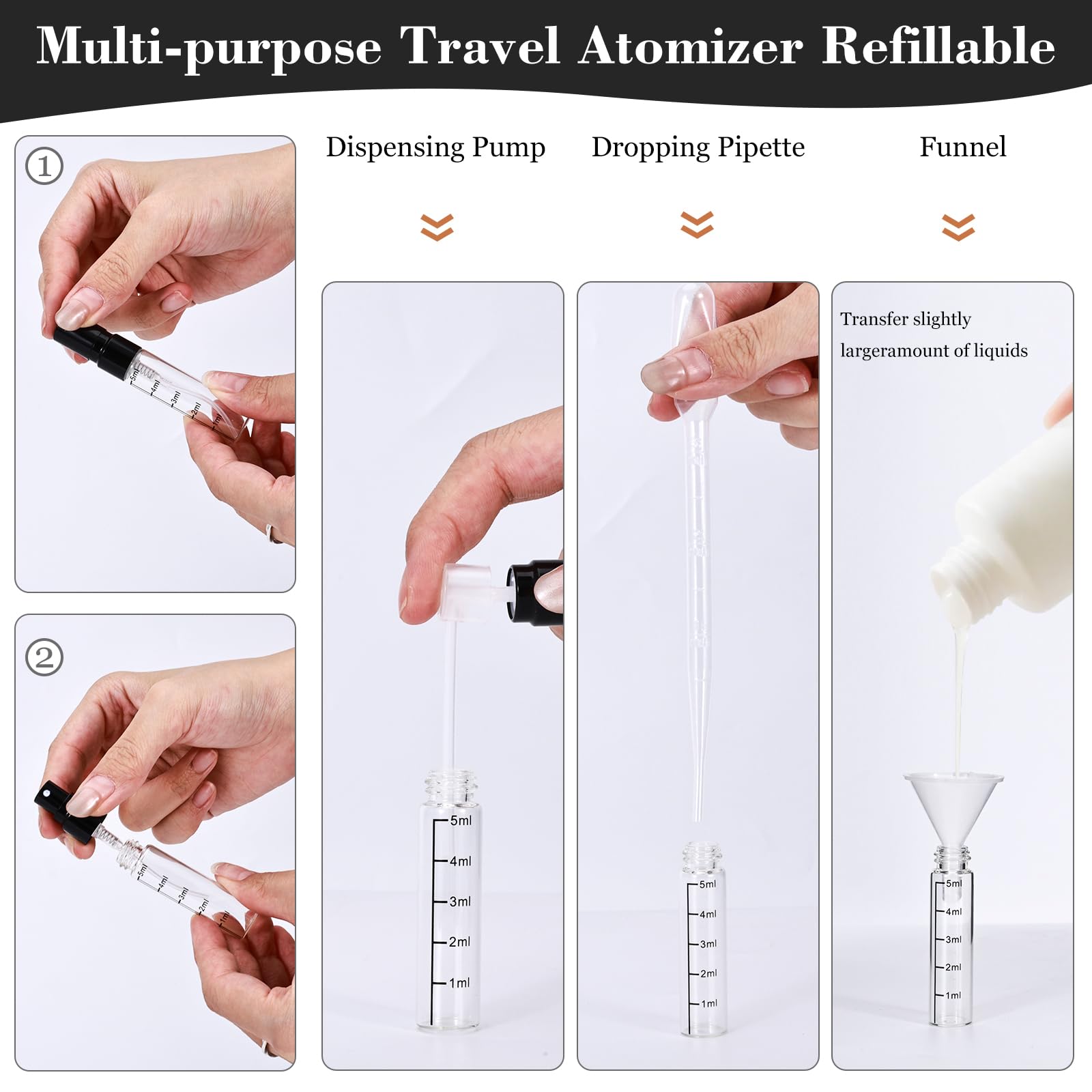 Beomeen 36Pcs 5Ml Clear Glass Perfume Travel Refillable Spray Bottles, Mini Perfume Bottle Empty, Portable Cologne Atomizer Spra