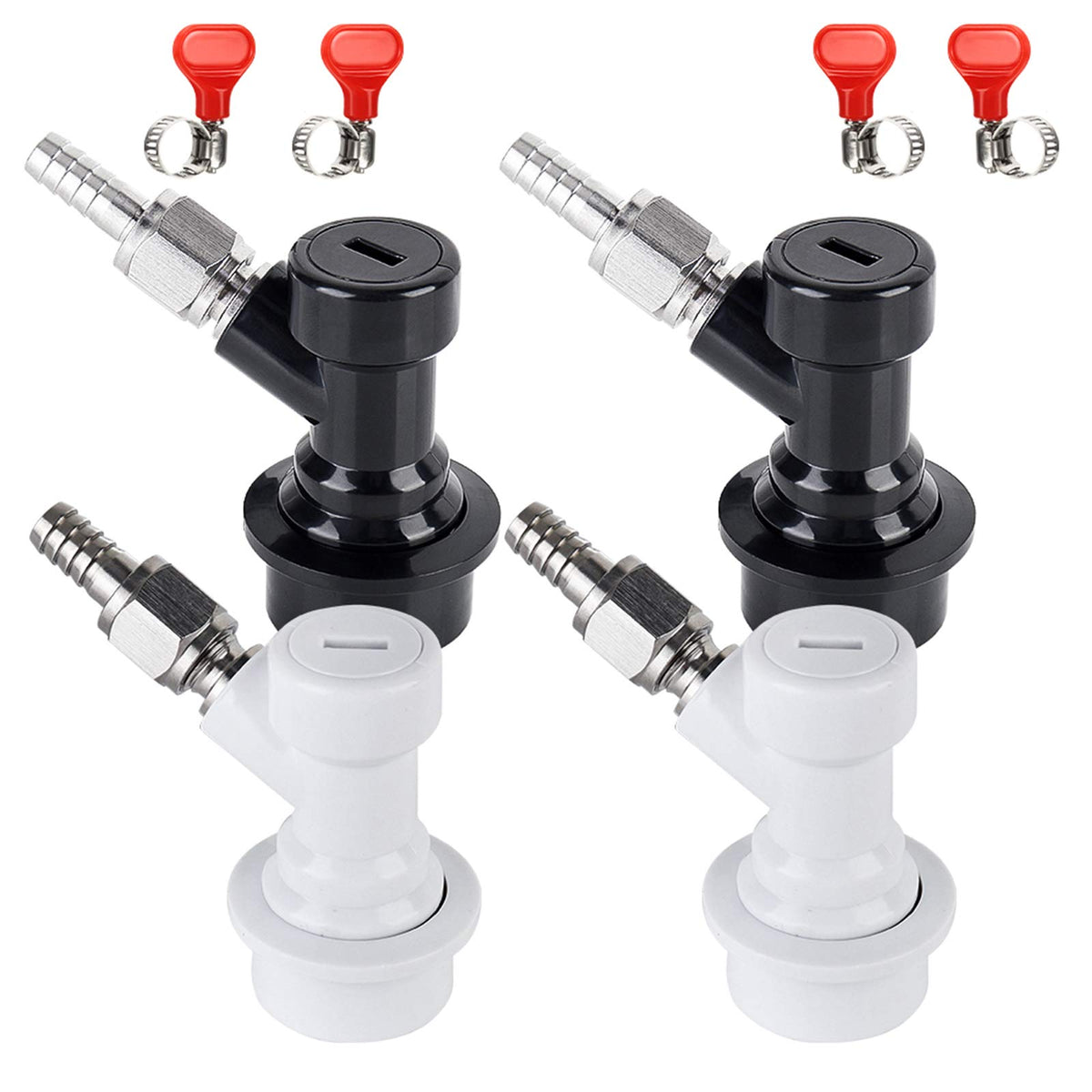Ferroday Ball Lock Keg Disconnect Quick Ball Lock Mfl Disconnect Flared 5/16    Gas 1/4    Liquid Barbed Stainless Swivel Nuts F