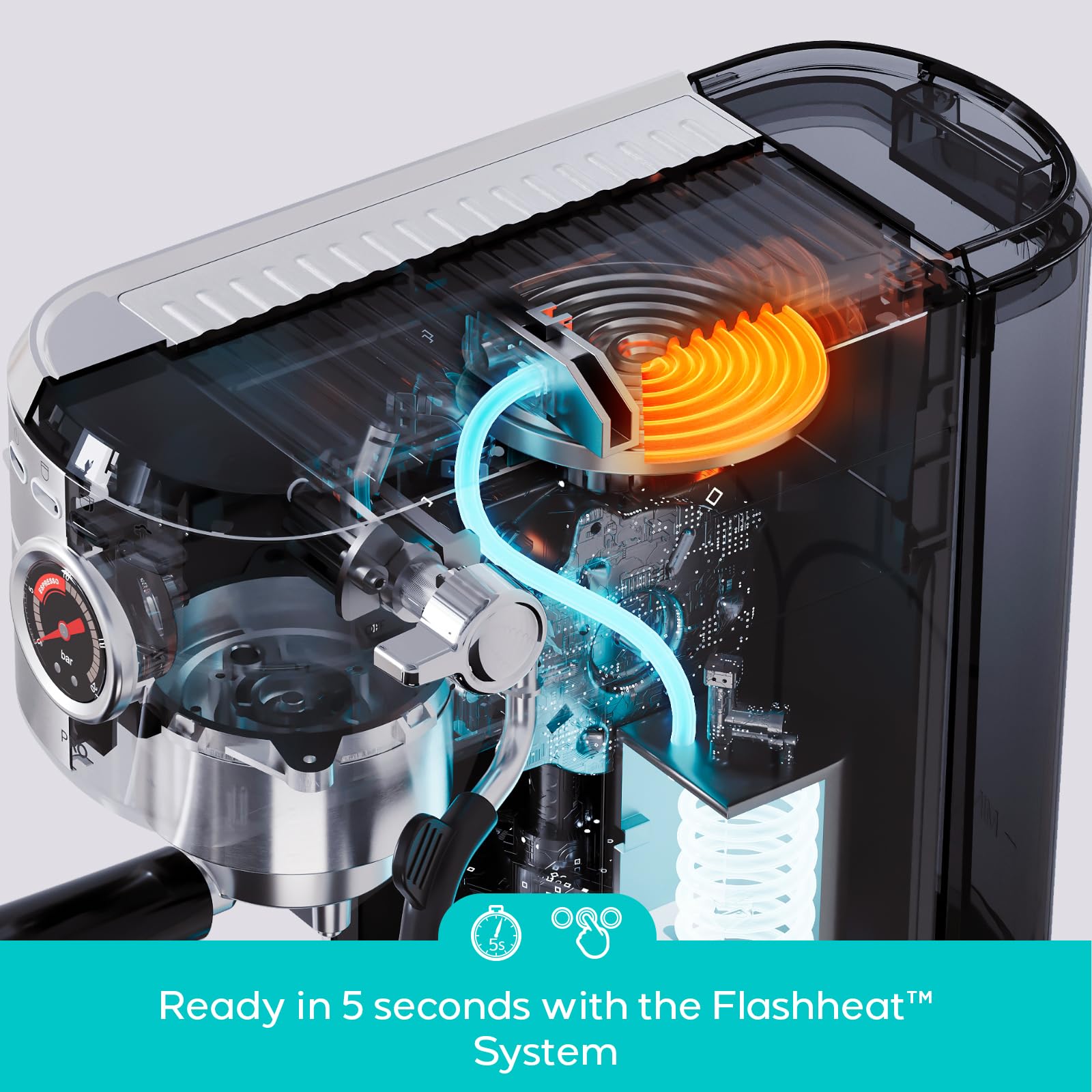 CASABREWS 5418 PRO Espresso Machine 20 Bar, Upgraded Espresso Maker with Powerful Steam Milk Frother, Stainless Steel Coffee Mac